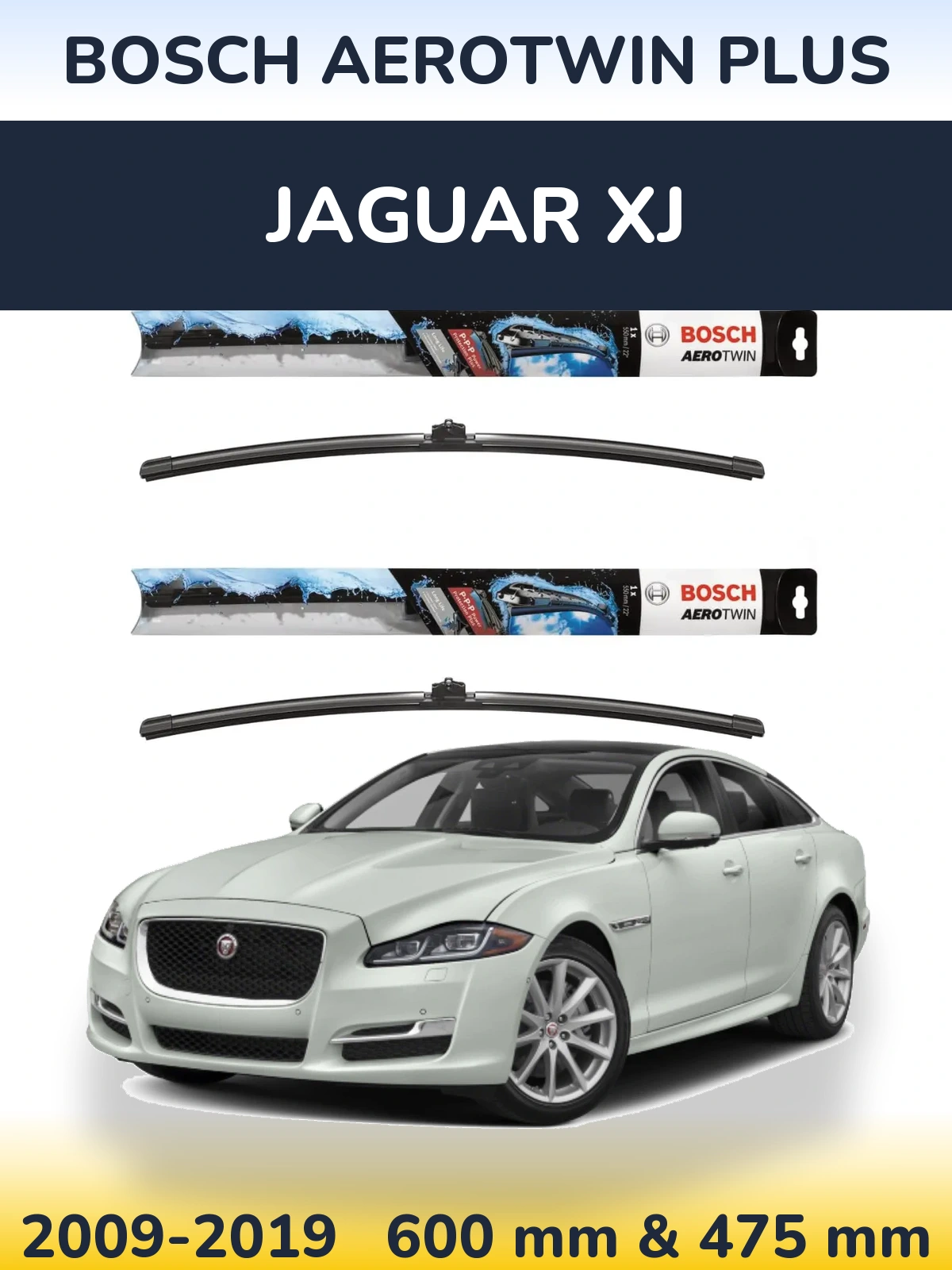Комплект передніх щіток BOSCH AeroTwin Plus 600 & 475 мм для Jaguar XJ 2009-2019