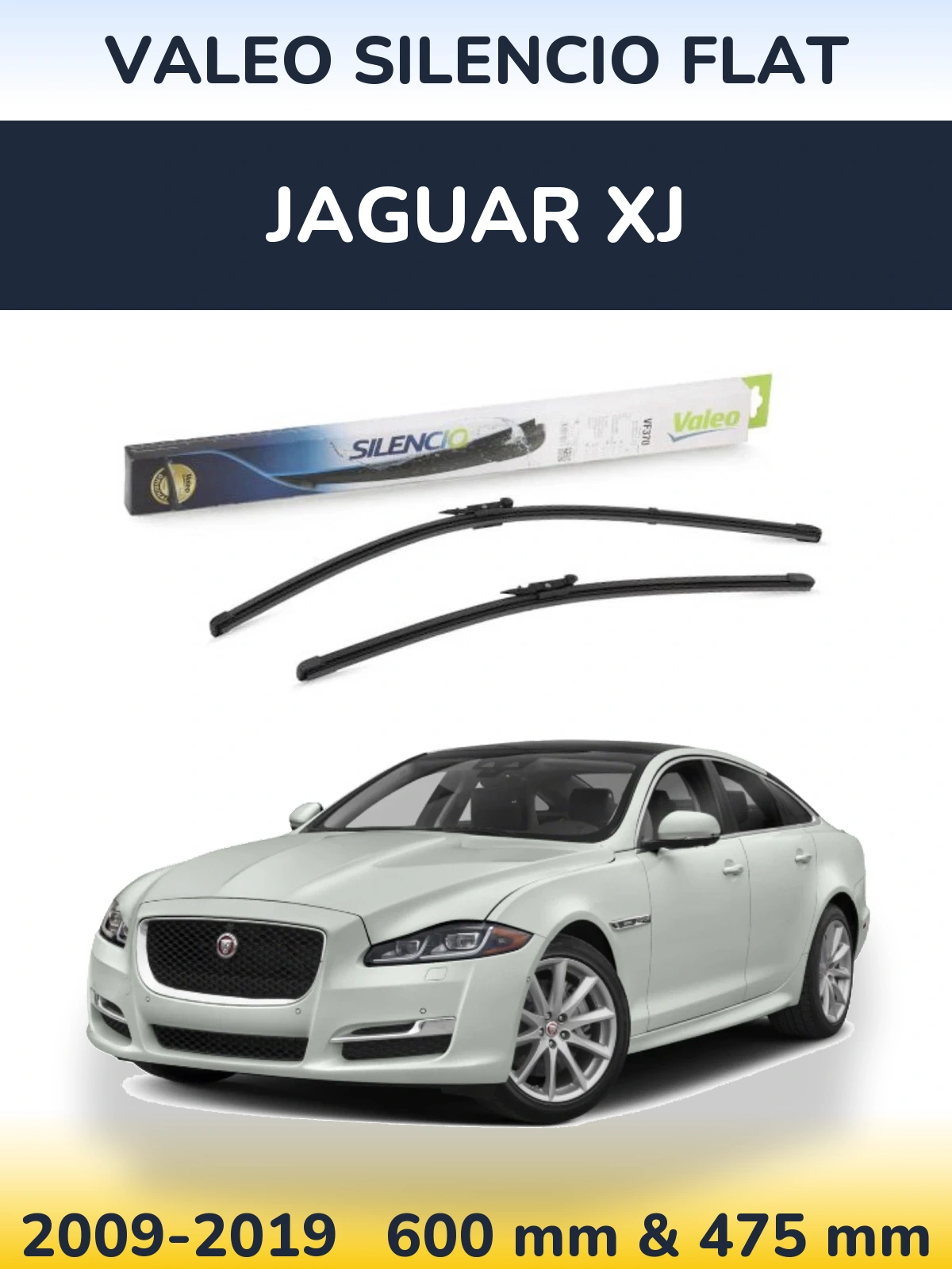 Sada předních stěračů Valeo Silencio Flat 600 a 475 mm pro Jaguar XJ 2009-2019