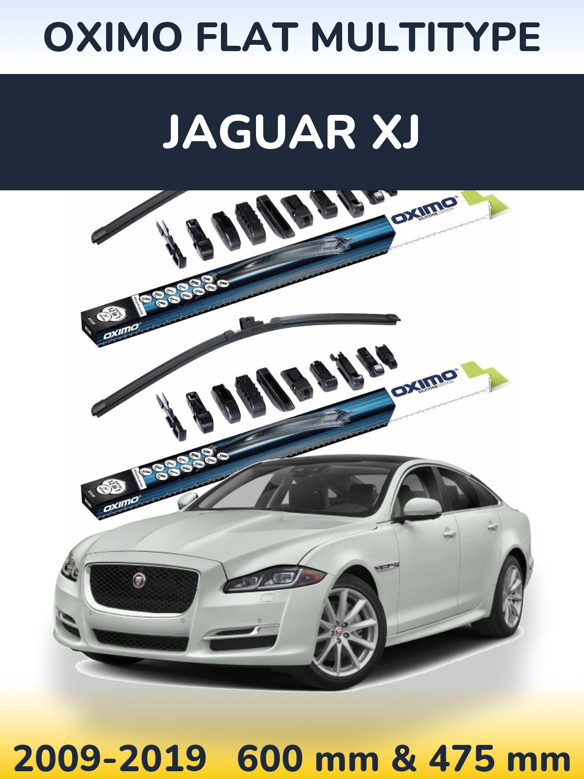 Sada předních stěračů Oximo Flat MultiType 600 a 475 mm pro Jaguar XJ 2009-2019