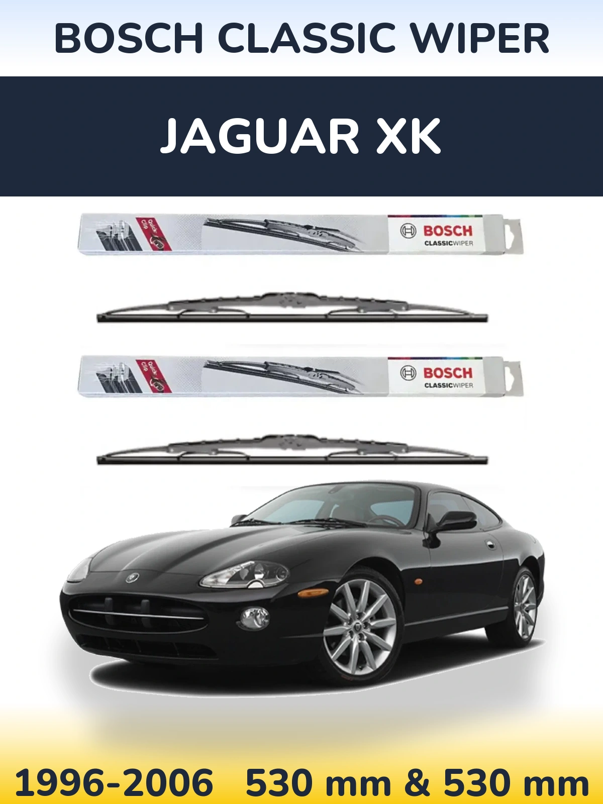 Sada předních stěračů BOSCH Classic Wiper 530 a 530 mm pro Jaguar XK 1996-2006
