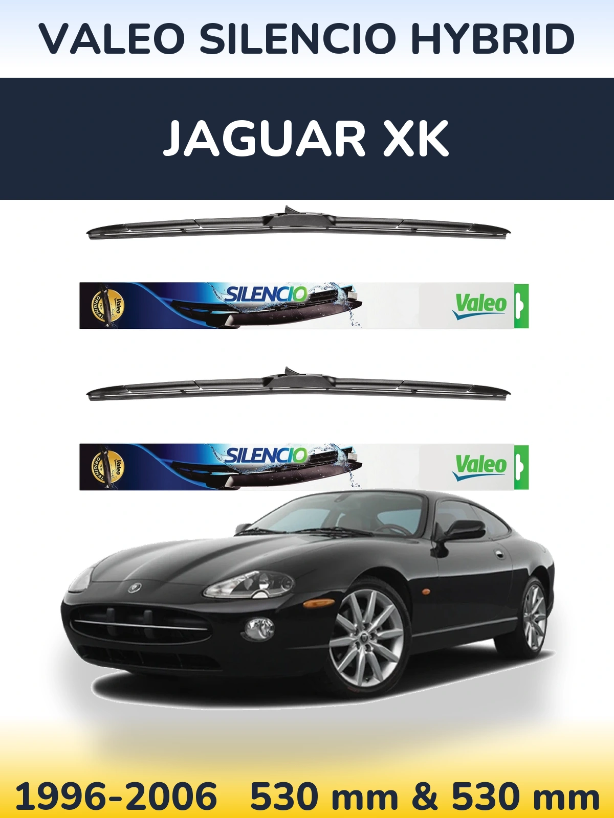 Комплект передніх щіток Valeo Silencio Hybrid 530 & 530 мм для Jaguar XK 1996-2006