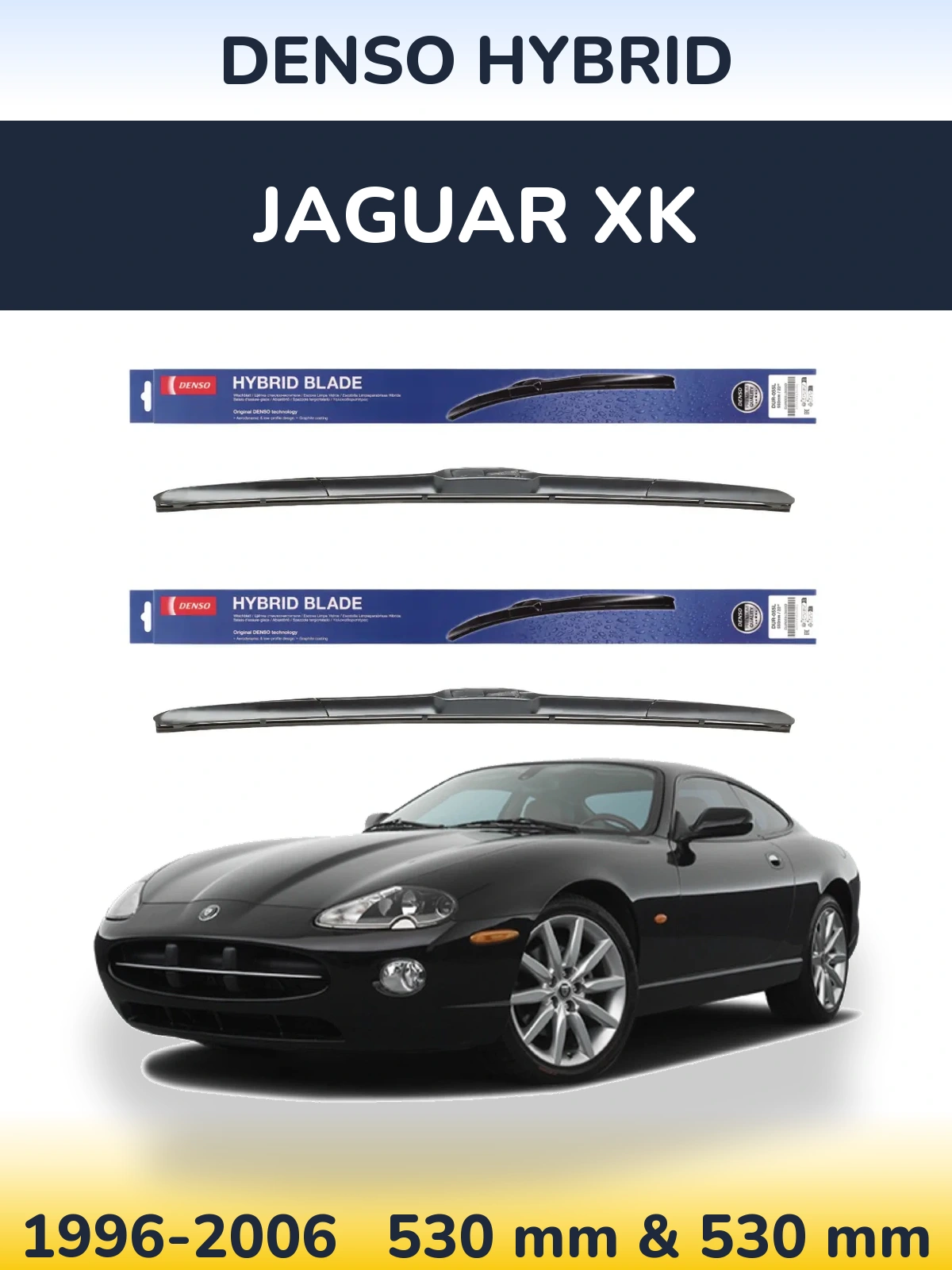 Sada předních stěračů Denso Hybrid 530 a 530 mm pro Jaguar XK 1996-2006