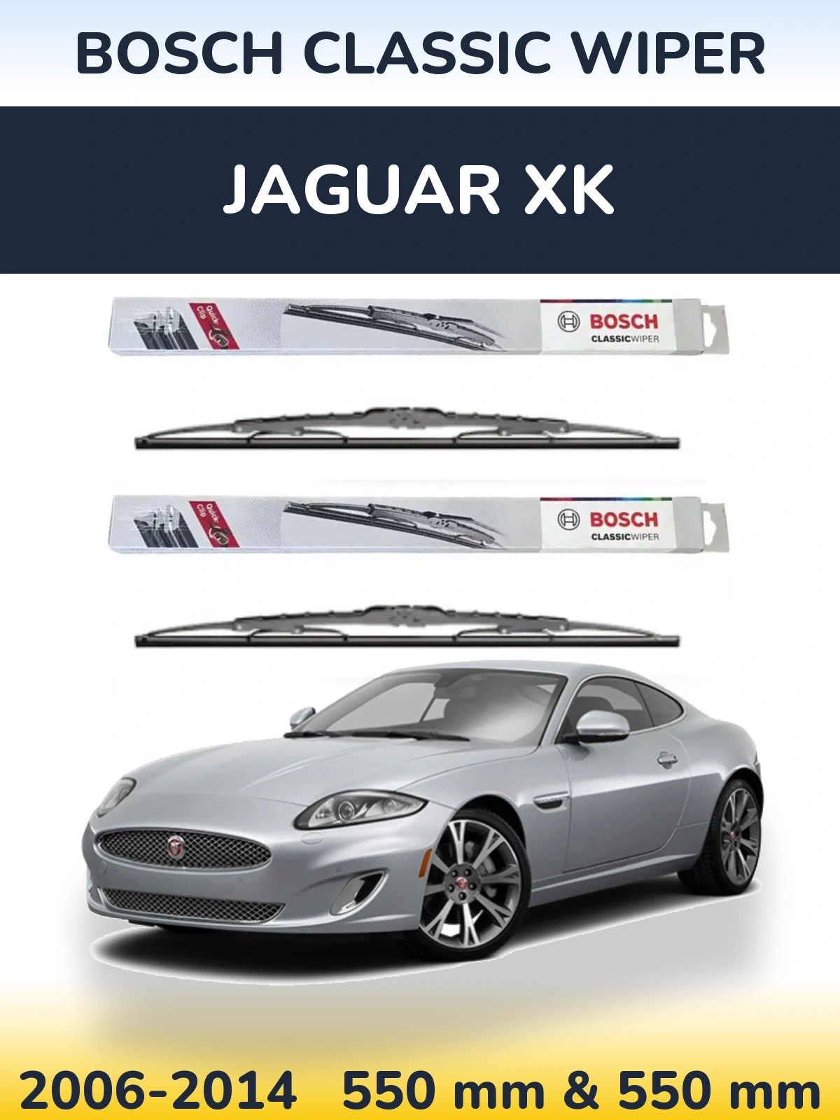 Sada předních stěračů BOSCH Classic Wiper 550 a 550 mm pro Jaguar XK 2006-2014