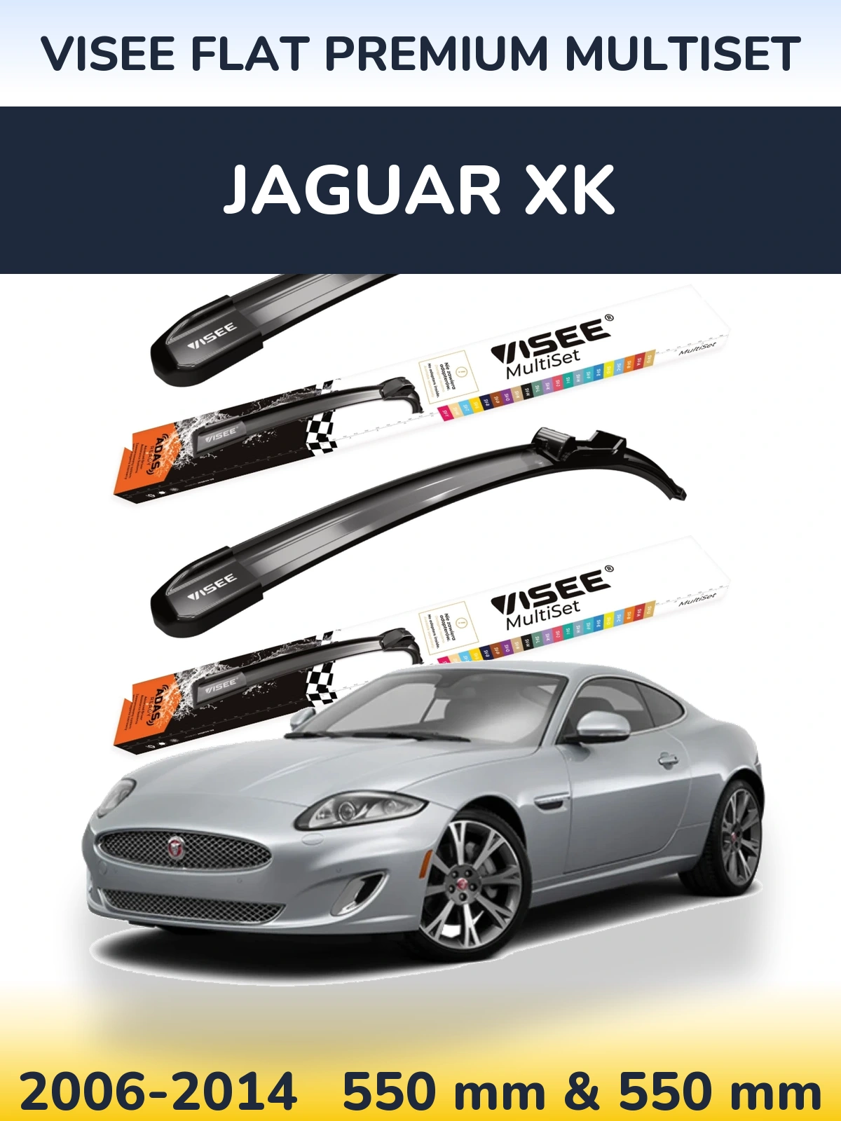 Комплект передніх щіток VISEE FLAT PREMIUM MultiSet 550 & 550 мм для Jaguar XK 2006-2014