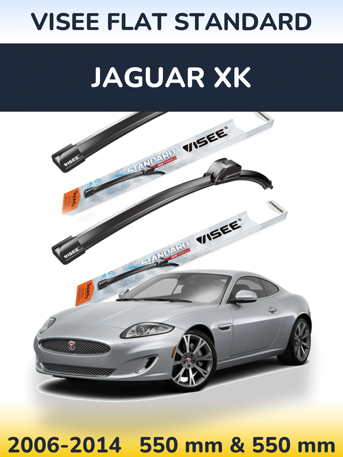 Sada předních stěračů VISEE FLAT STANDARD 550 a 550 mm pro Jaguar XK 2006-2014