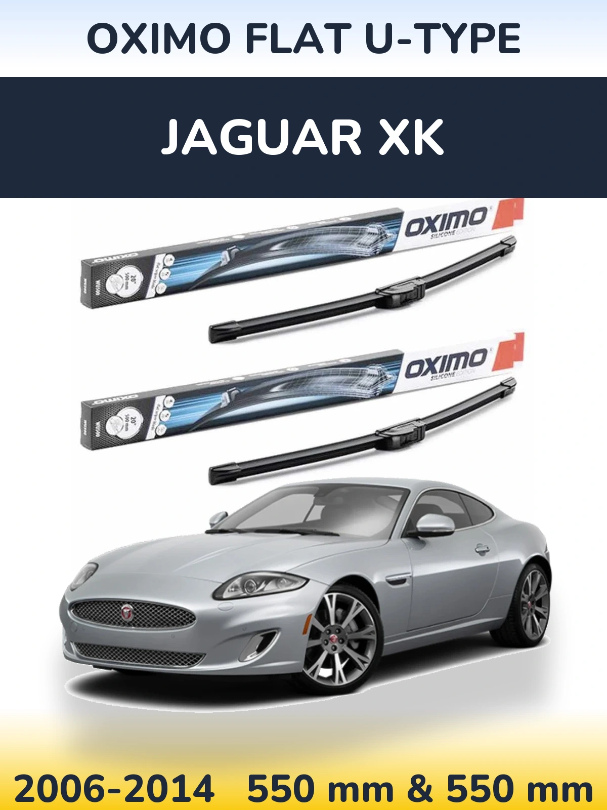 Sada předních stěračů Oximo Flat U-type 550 a 550 mm pro Jaguar XK 2006-2014