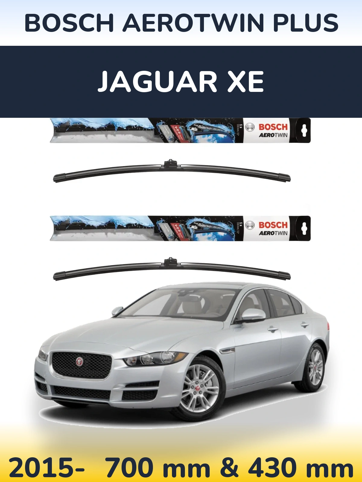 Sada předních stěračů BOSCH AeroTwin Plus 700 a 430 mm pro Jaguar XE 2015-2026