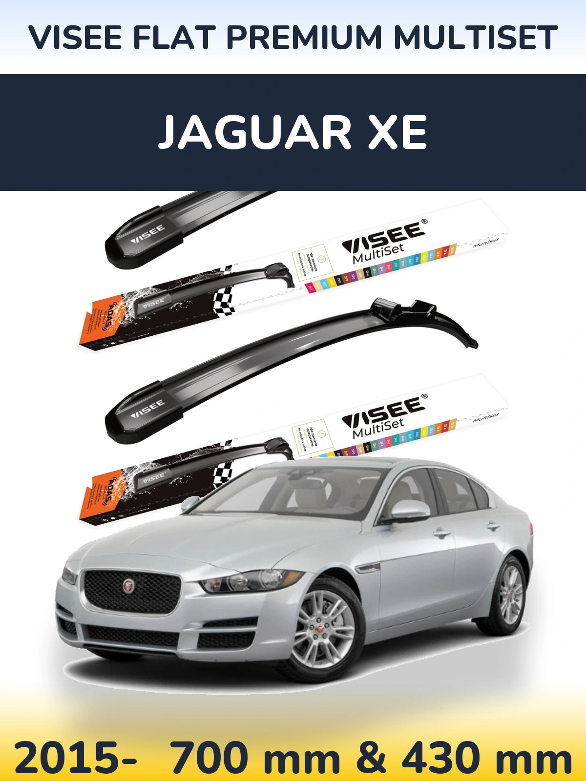 Sada předních stěračů VISEE FLAT PREMIUM MultiSet 700 a 430 mm pro Jaguar XE 2015-2026