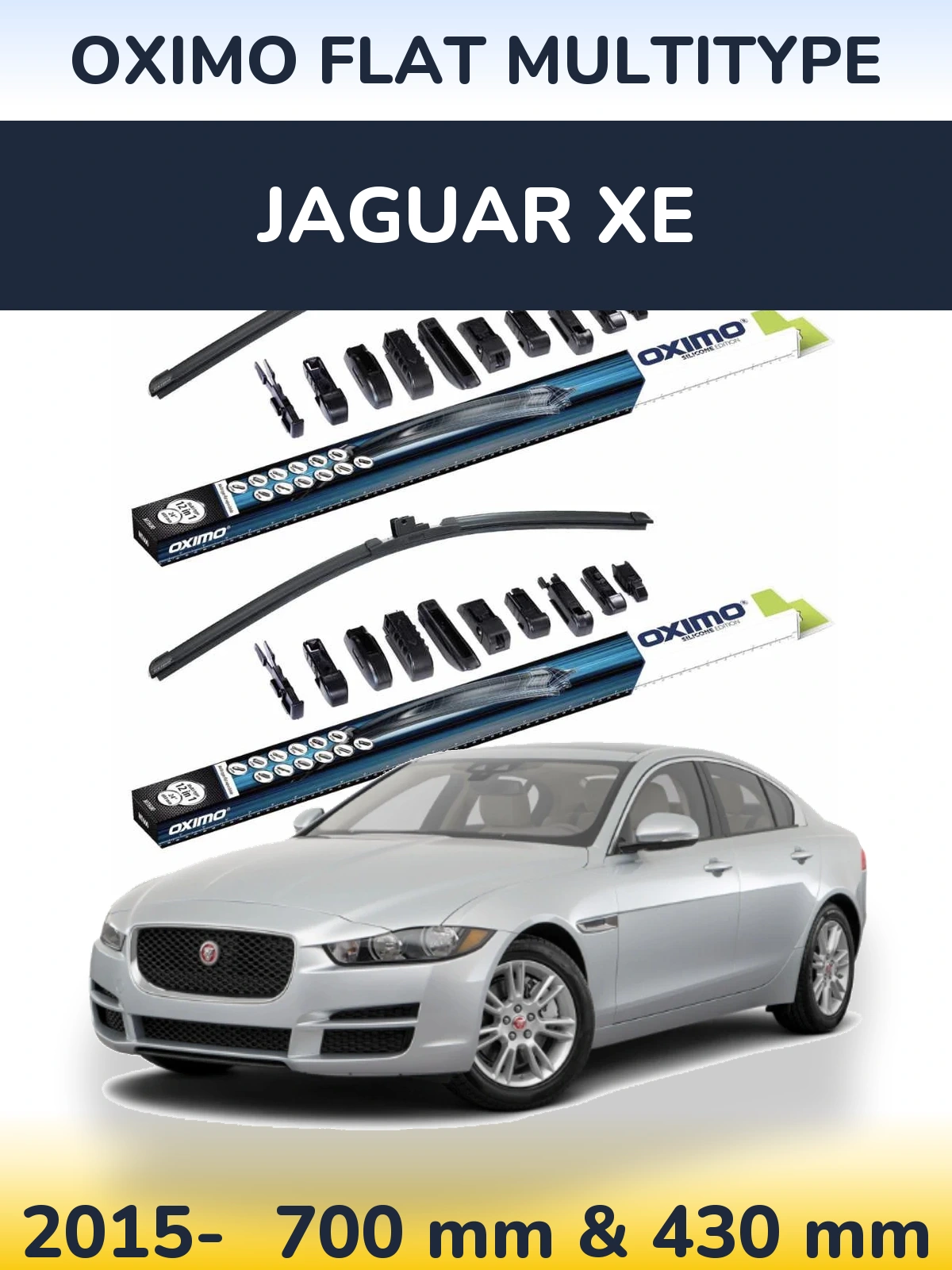 Комплект передніх щіток Oximo Flat MultiТипe 700 & 430 мм для Jaguar XE 2015-2026