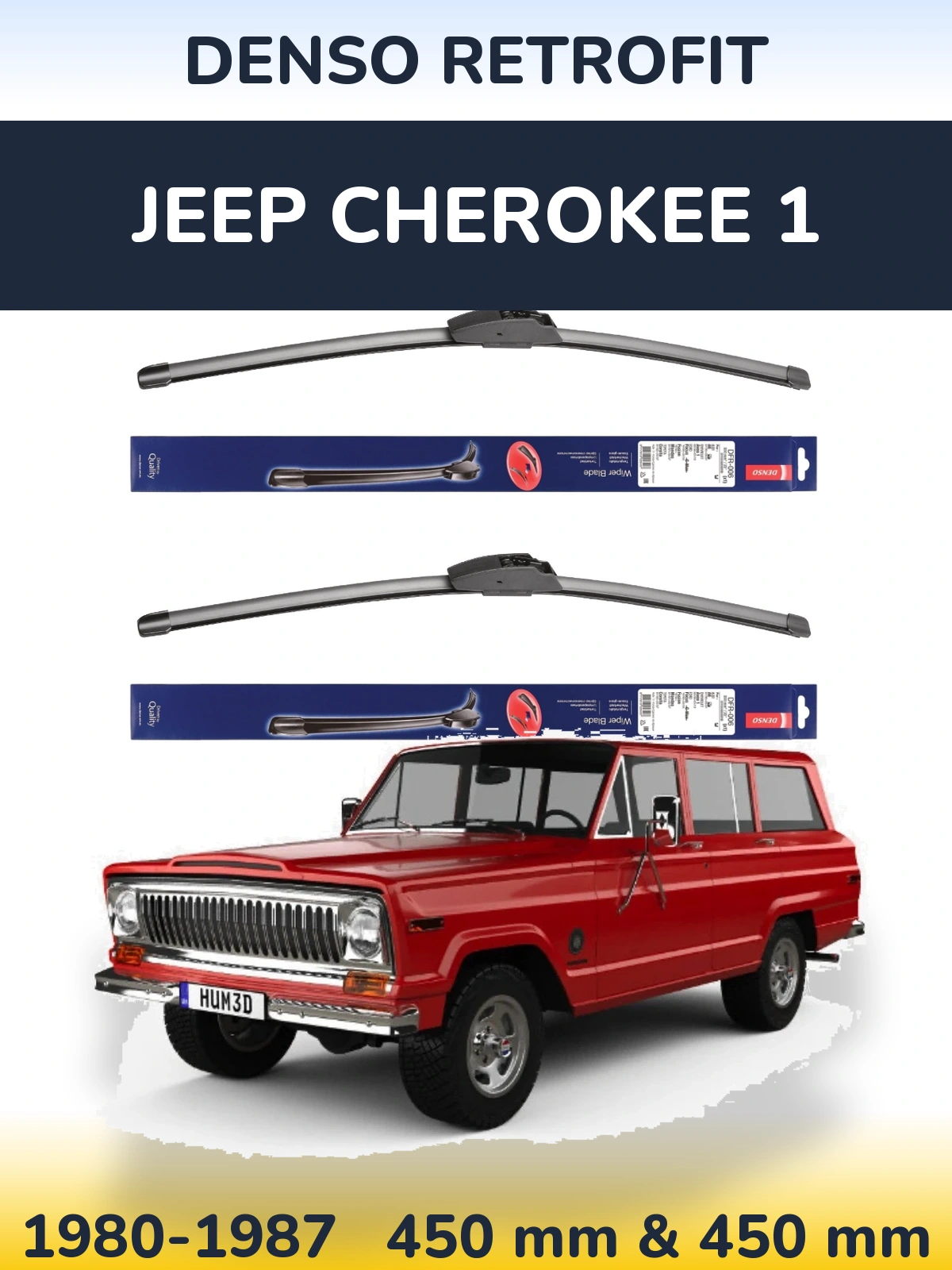 Комплект передніх щіток Denso Retrofit 450 & 450 мм для Jeep Cherokee 1 1980-1987