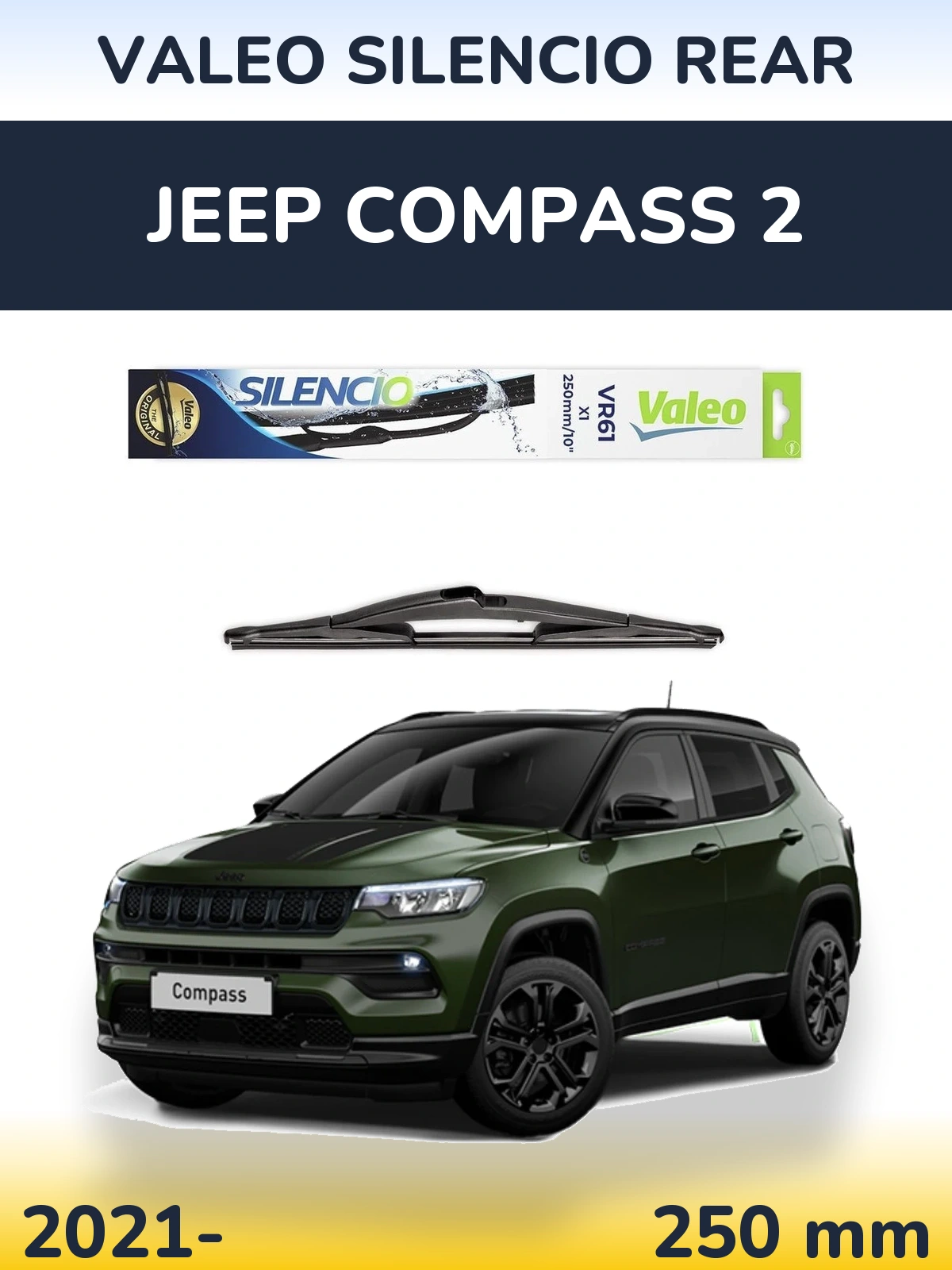 Zadní stěrač Valeo Silencio Rear 250 mm pro Jeep Compass 2 2021-2026