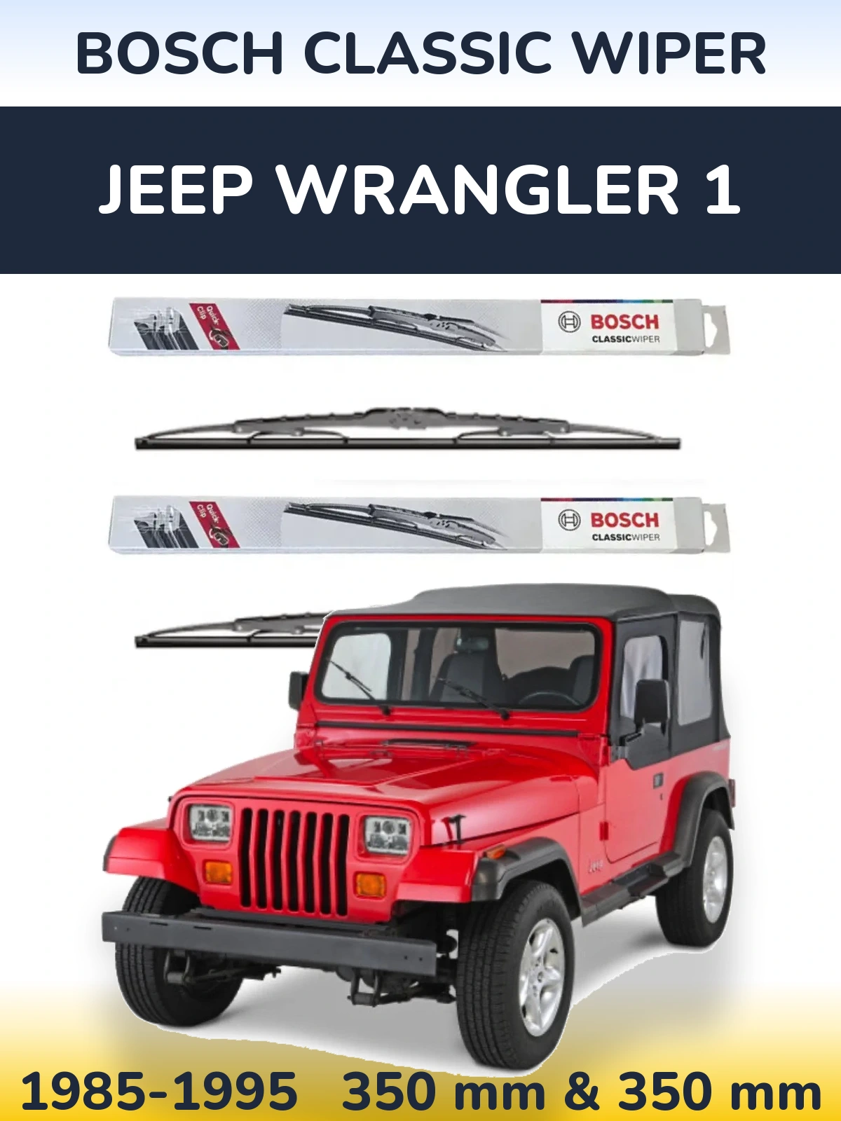 Sada předních stěračů BOSCH Classic Wiper 340 a 340 mm pro Jeep Wrangler 1 1985-1995