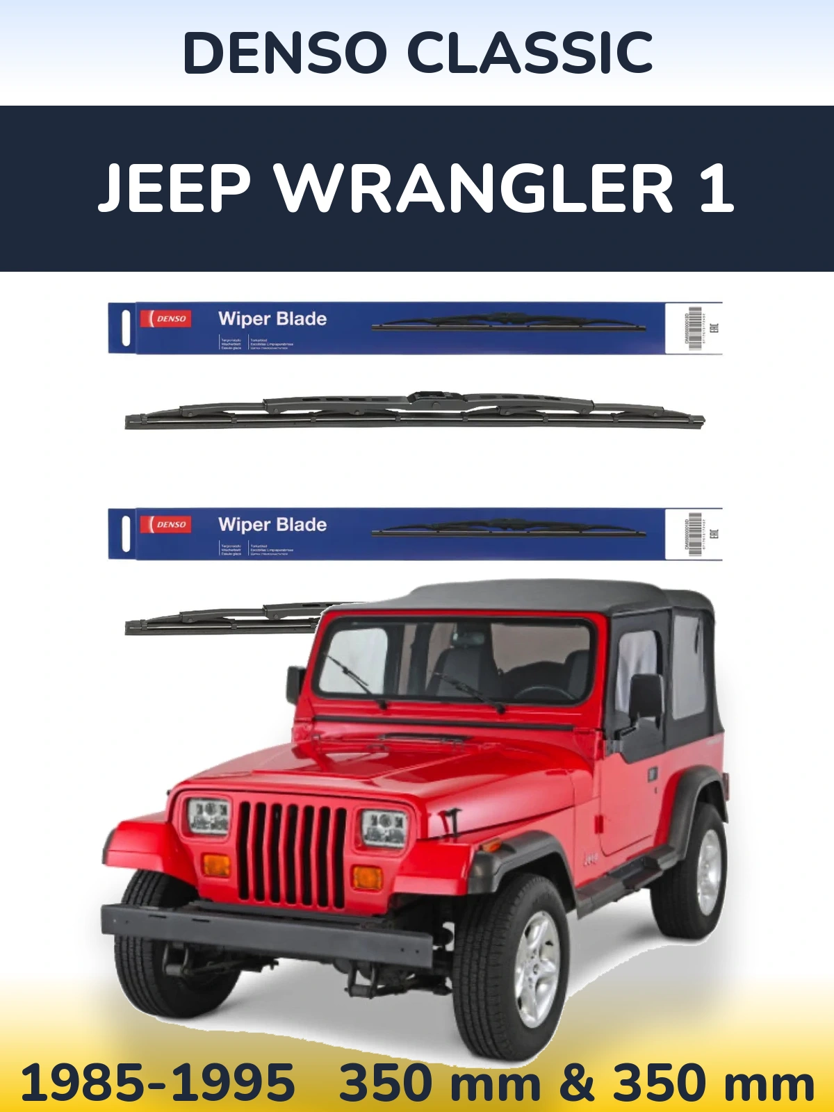 Sada předních stěračů Denso Classic 350 a 350 mm pro Jeep Wrangler 1 1985-1995