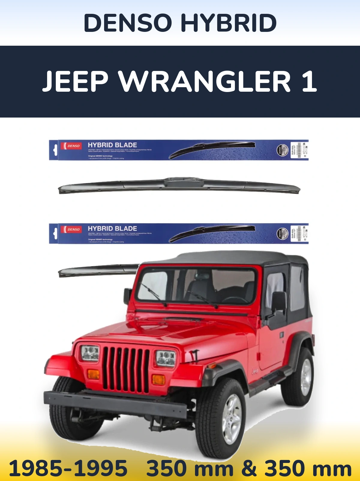 Sada předních stěračů Denso Hybrid 350 a 350 mm pro Jeep Wrangler 1 1985-1995