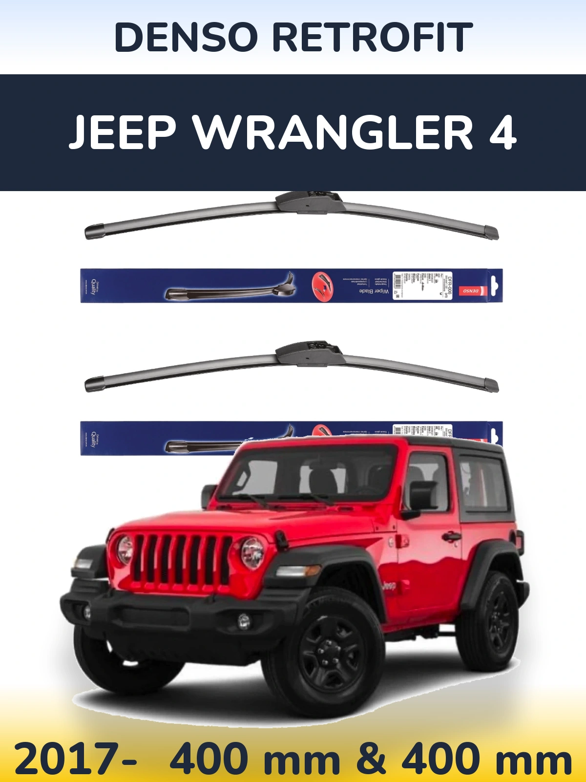 Комплект передніх щіток Denso Retrofit 400 & 400 мм для Jeep Wrangler 4 2017-2026
