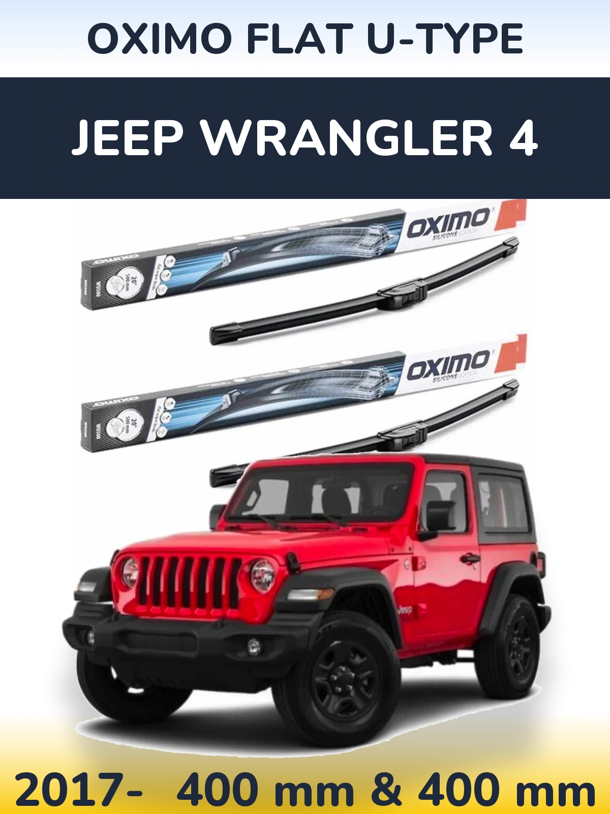 Комплект передніх щіток Oximo Flat U-type 400 & 400 мм для Jeep Wrangler 4 2017-2026