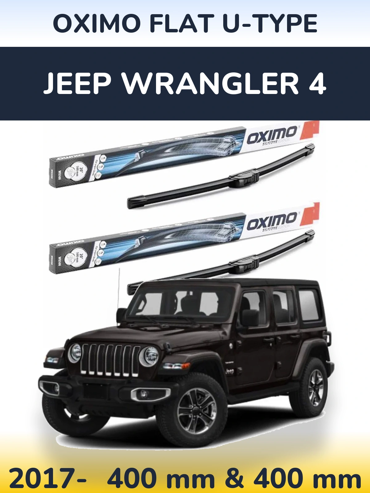 Sada předních stěračů Oximo Flat U-type 400 a 400 mm pro Jeep Wrangler 4 2017-2026