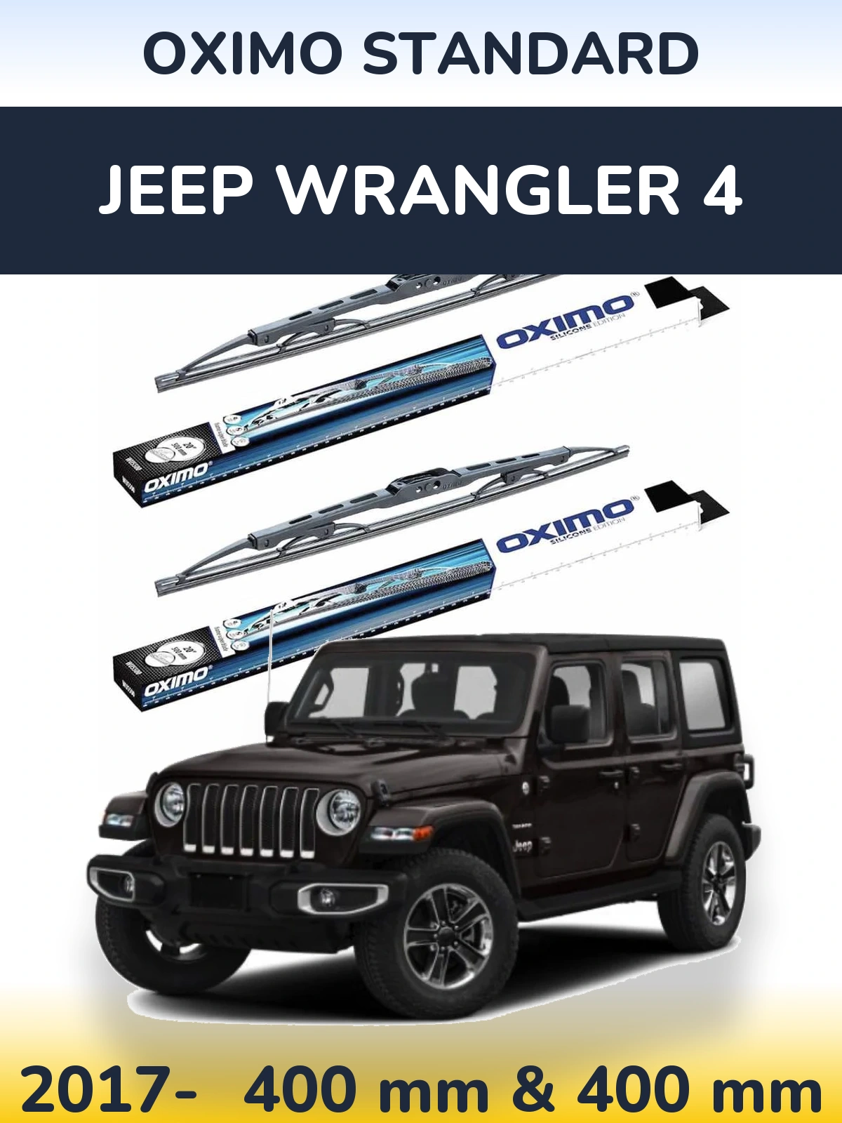 Sada předních stěračů Oximo Standard 400 a 400 mm pro Jeep Wrangler 4 2017-2026