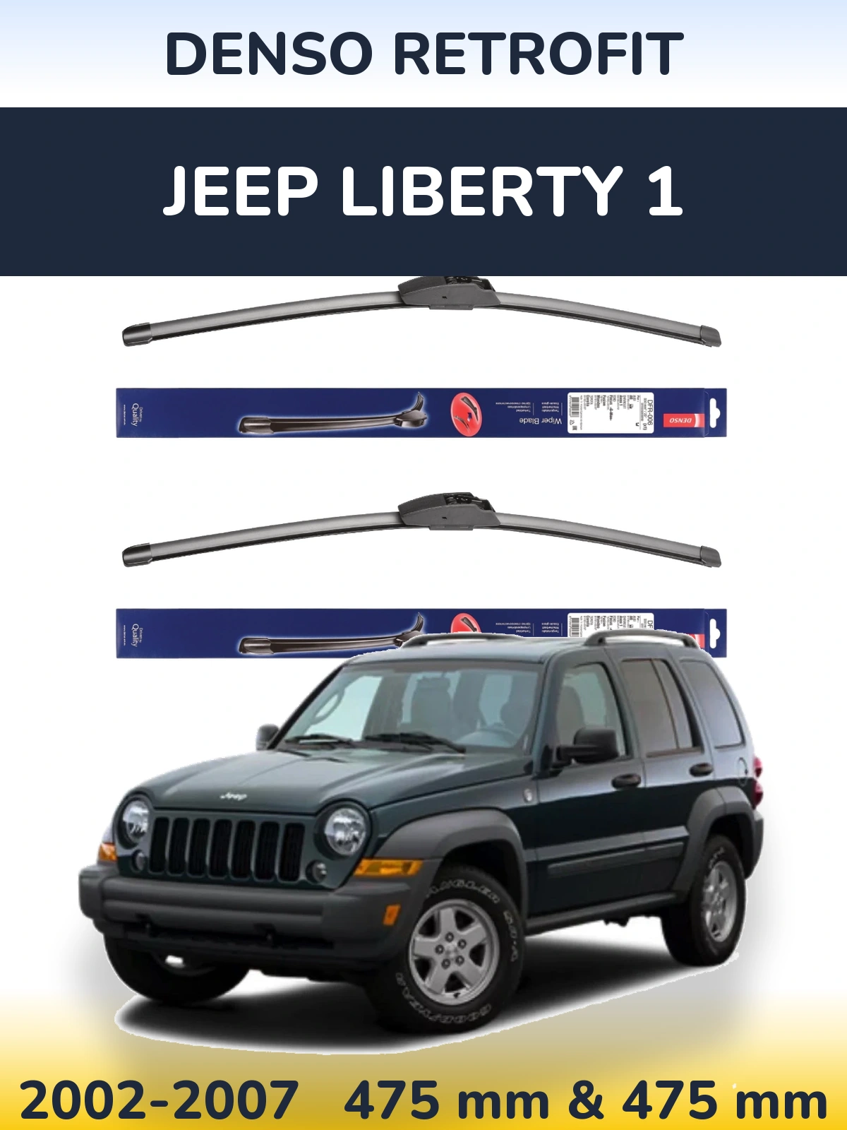 Sada předních stěračů Denso Retrofit 475 a 475 mm pro Jeep Liberty 1 2002-2007