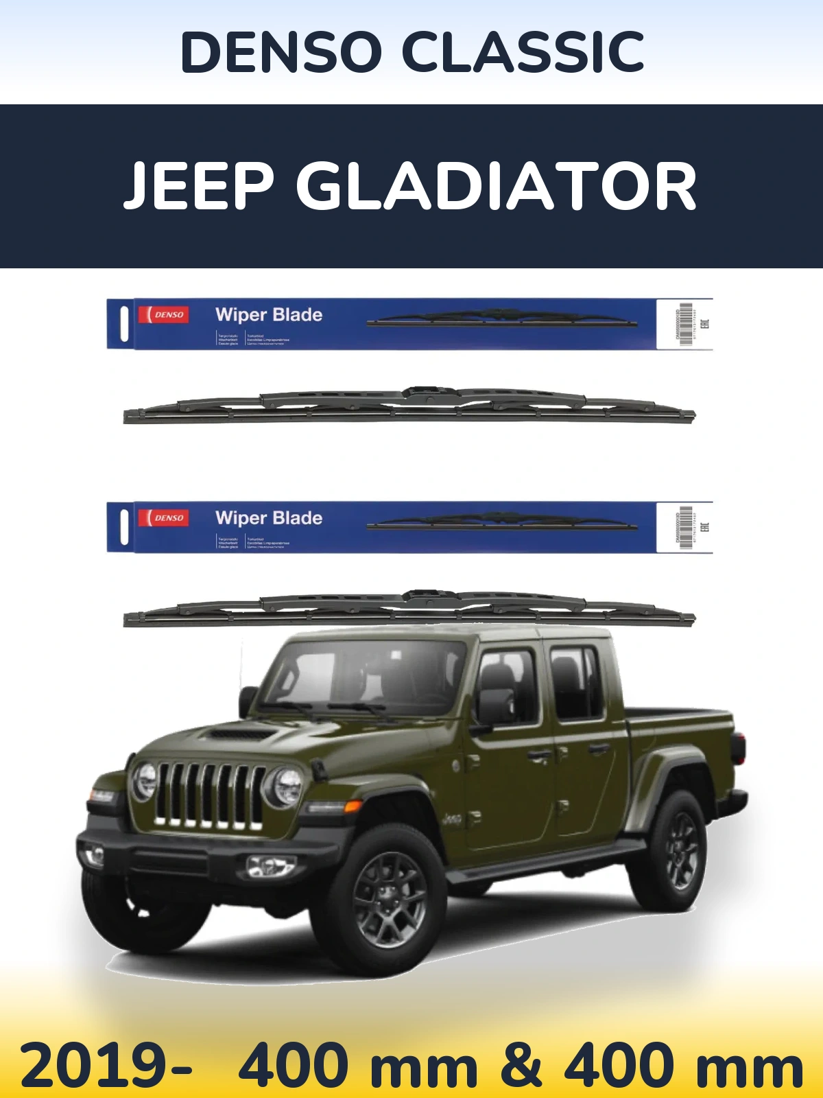 Sada předních stěračů Denso Classic 400 a 400 mm pro Jeep Gladiator 2019-2026