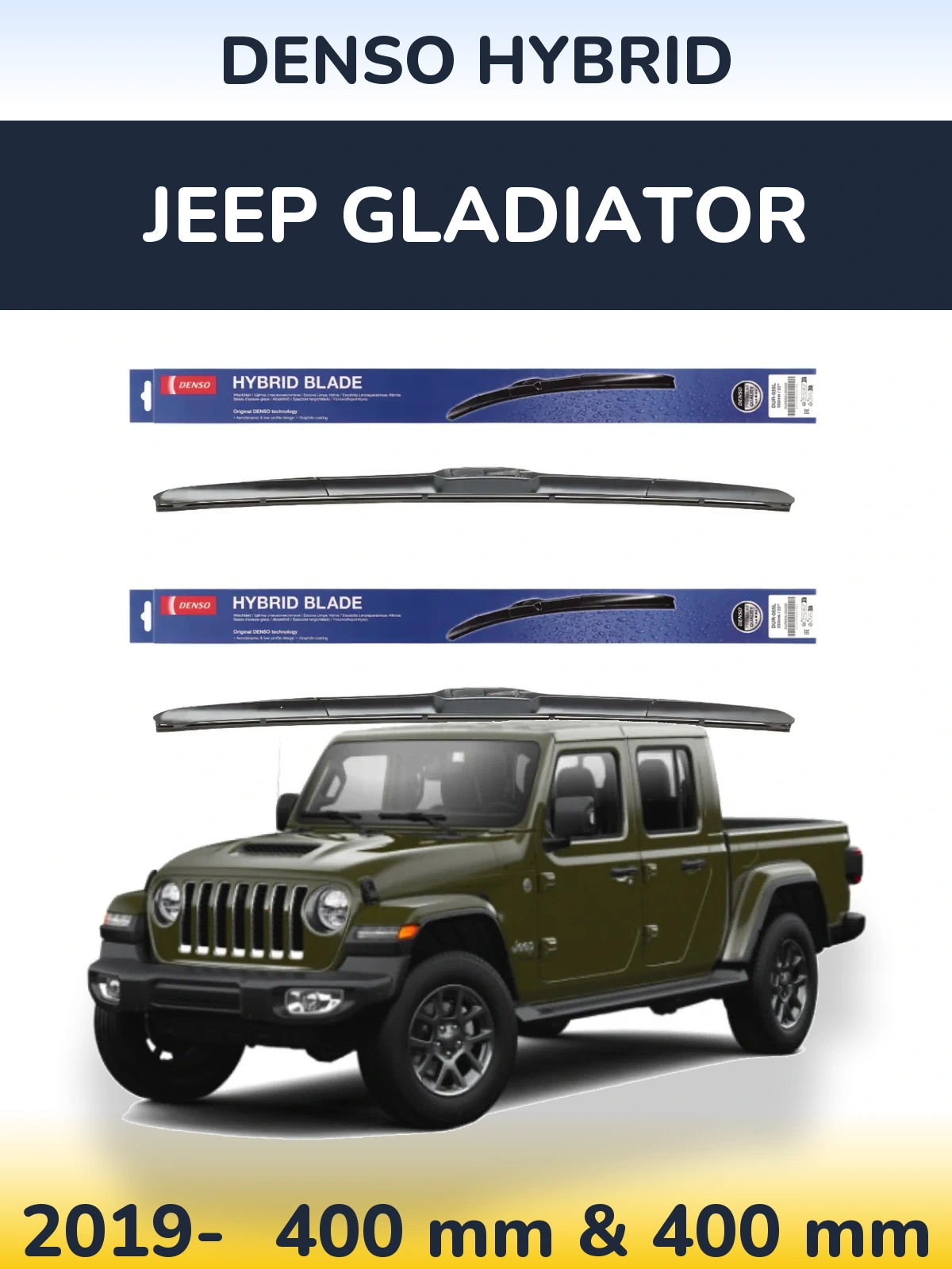 Sada předních stěračů Denso Hybrid 400 a 400 mm pro Jeep Gladiator 2019-2026