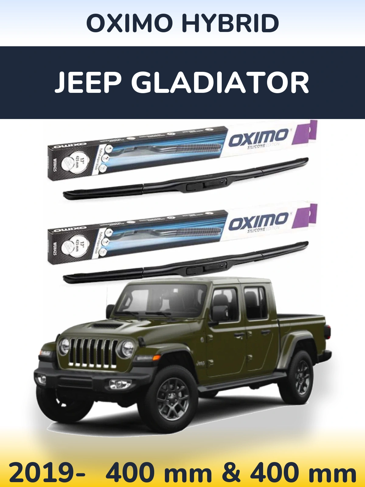 Sada předních stěračů Oximo Hybrid 400 a 400 mm pro Jeep Gladiator 2019-2026