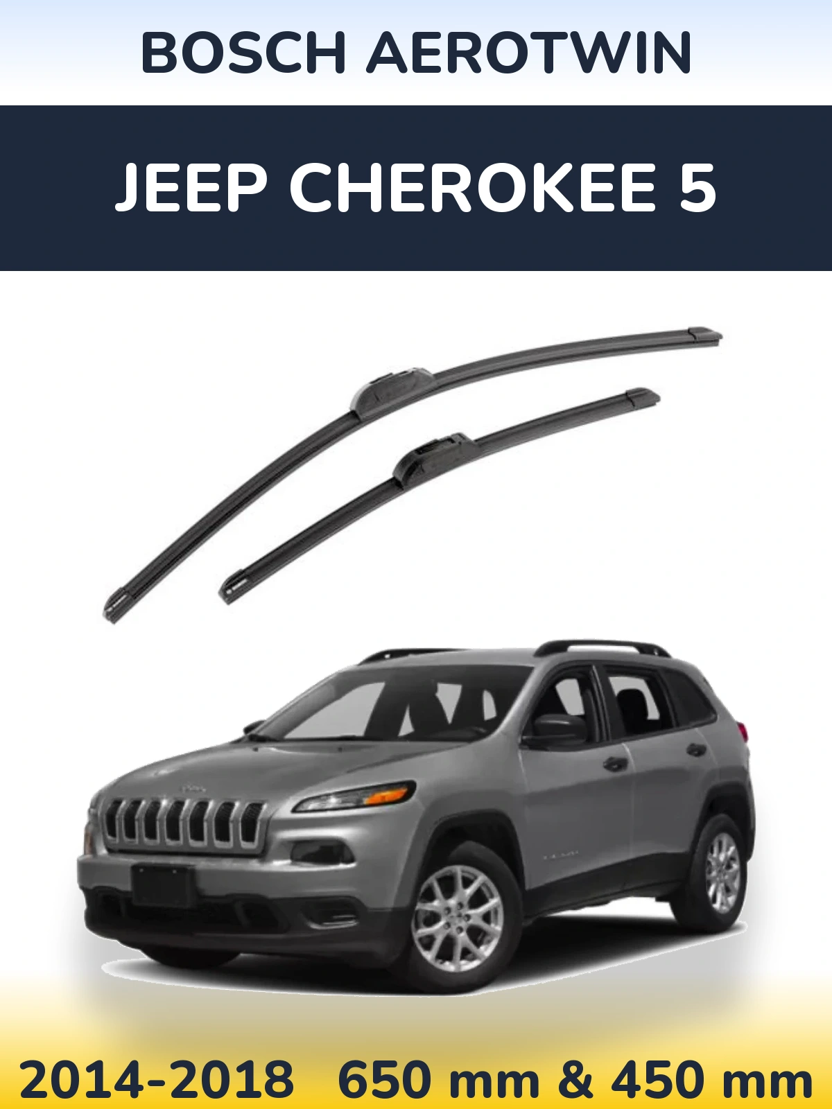 Sada předních stěračů BOSCH AeroTwin 650 a 450 mm pro Jeep Cherokee 5 2014-2018