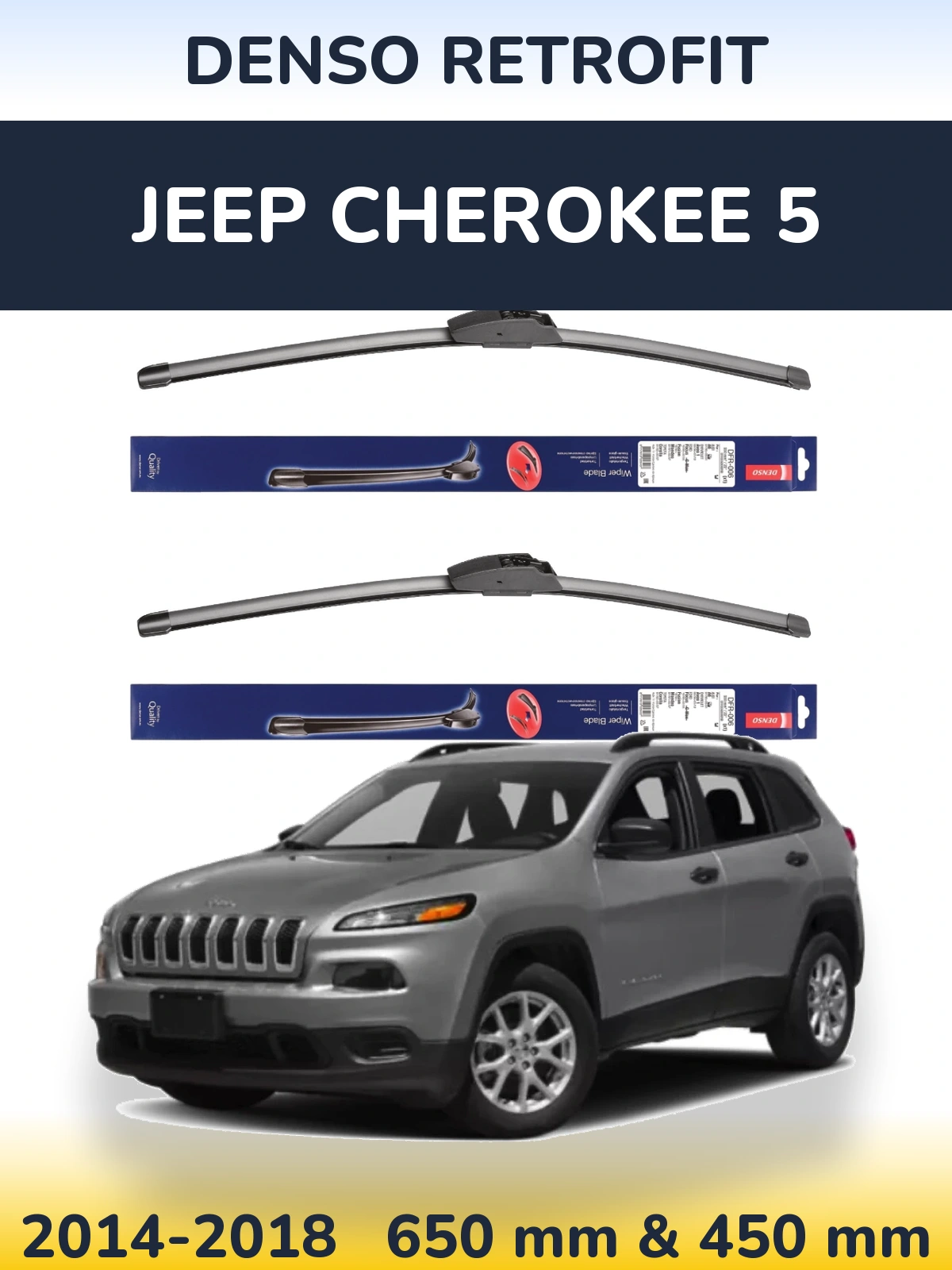 Sada předních stěračů Denso Retrofit 650 a 450 mm pro Jeep Cherokee 5 2014-2018