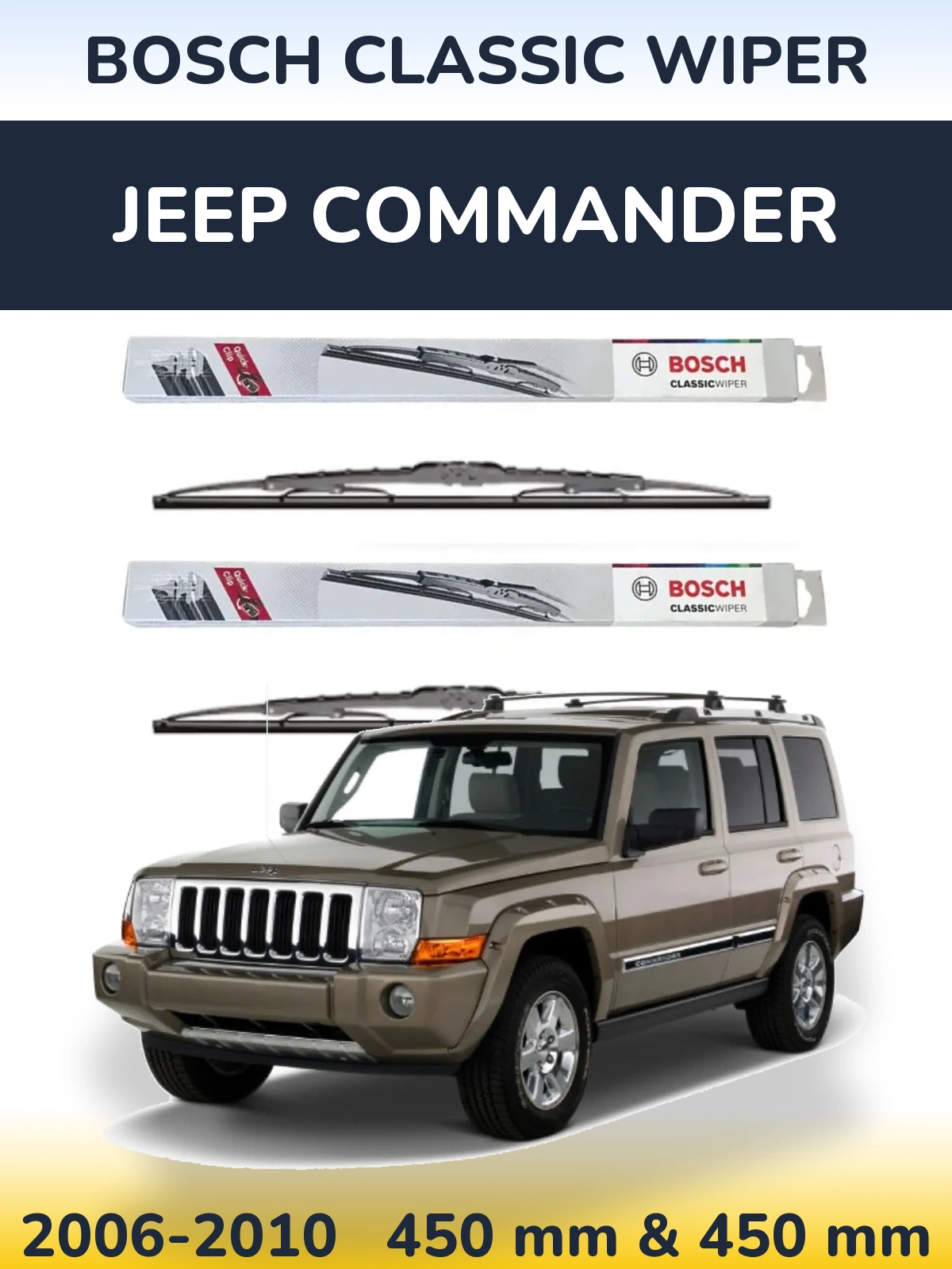 Sada předních stěračů BOSCH Classic Wiper 450 a 450 mm pro Jeep Commander 2006-2010