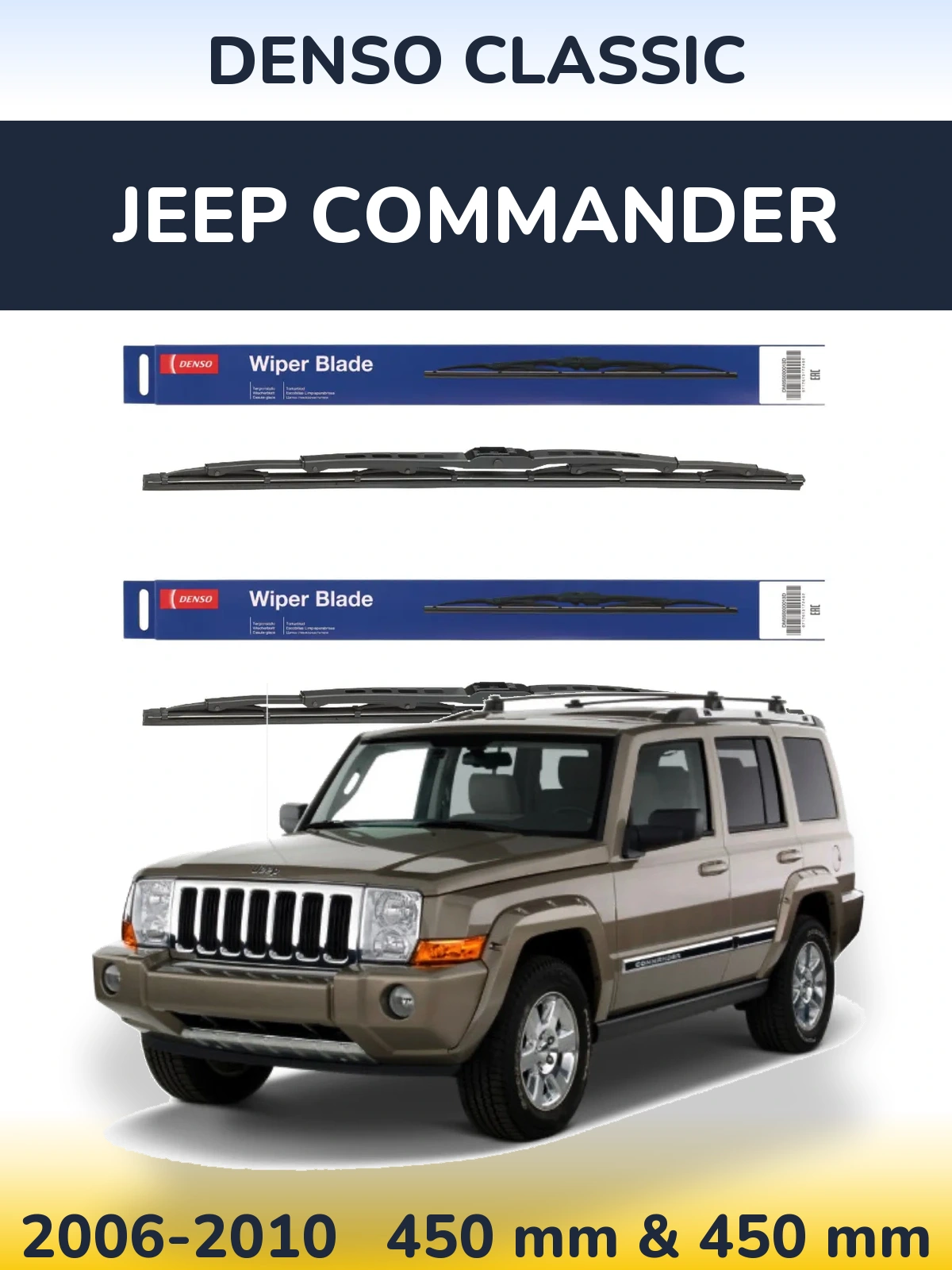Sada předních stěračů Denso Classic 450 a 450 mm pro Jeep Commander 2006-2010