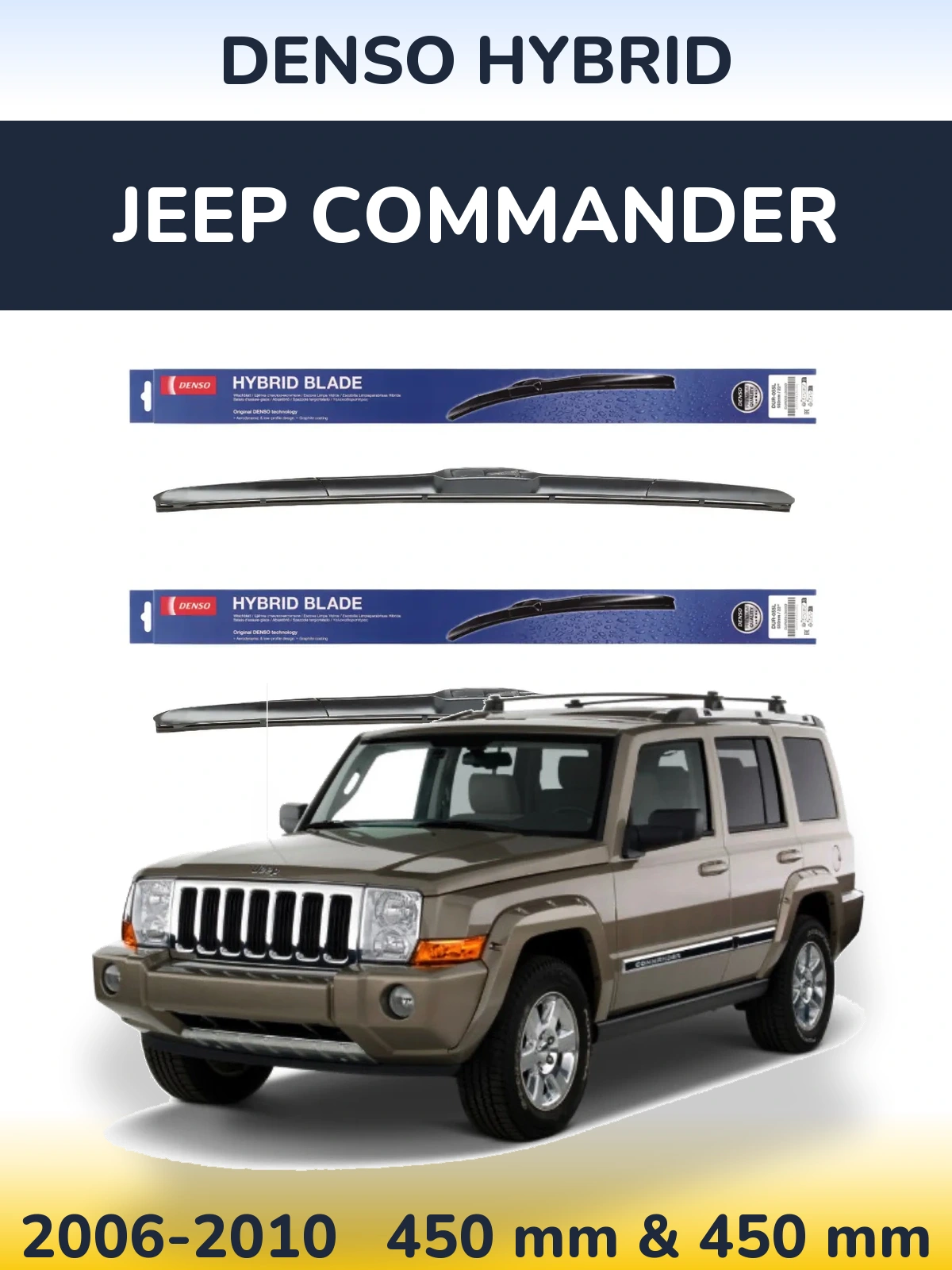 Sada předních stěračů Denso Hybrid 450 a 450 mm pro Jeep Commander 2006-2010