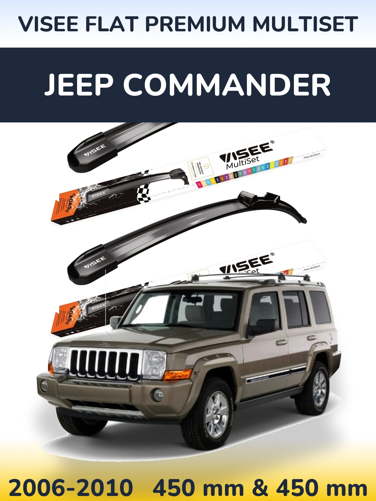 Sada předních stěračů VISEE FLAT PREMIUM MultiSet 450 a 450 mm pro Jeep Commander 2006-2010