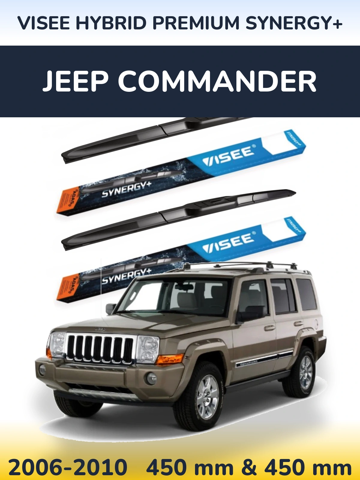 Sada předních stěračů VISEE HYBRID PREMIUM SYNERGY+ 450 a 450 mm pro Jeep Commander 2006-2010