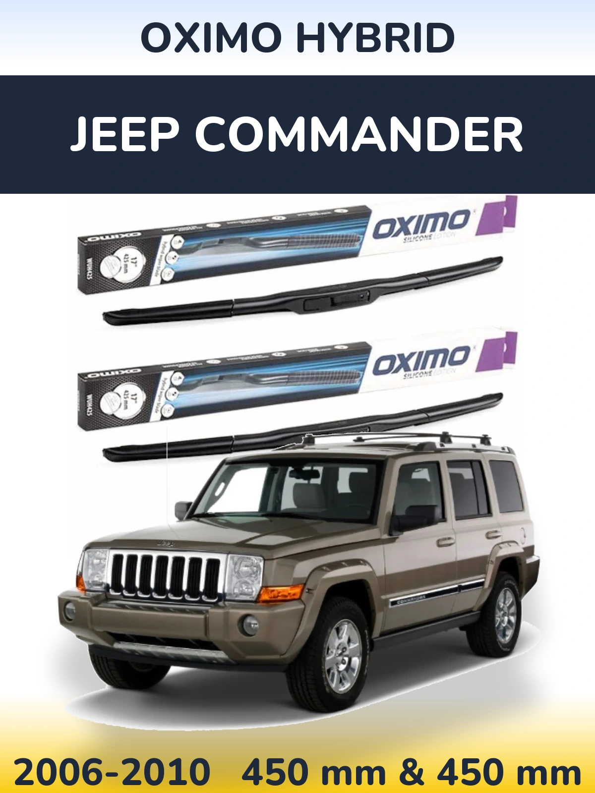 Sada předních stěračů Oximo Hybrid 450 a 450 mm pro Jeep Commander 2006-2010