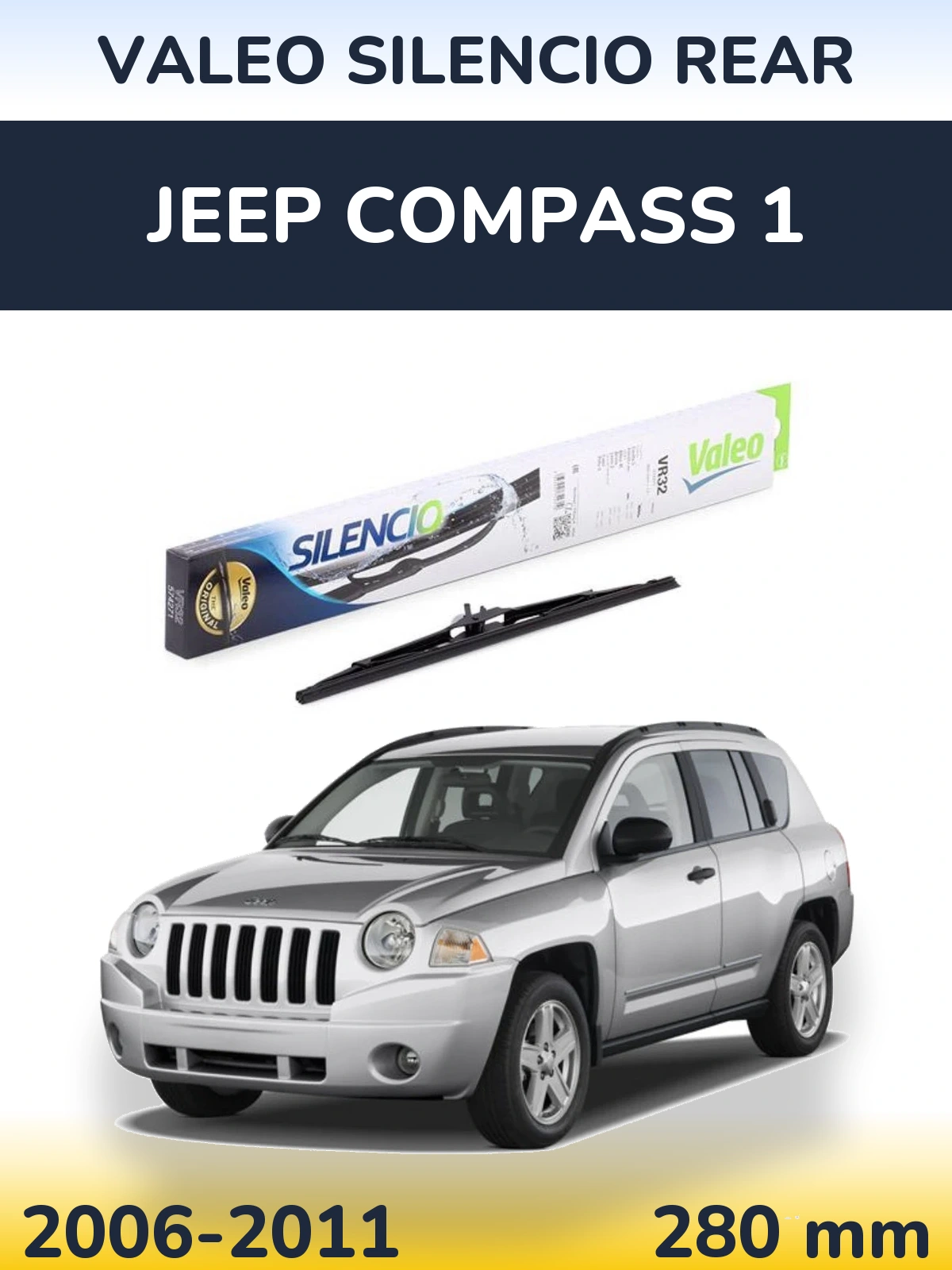 Zadní stěrač Valeo Silencio Rear 280 mm pro Jeep Compass 1 2006-2011
