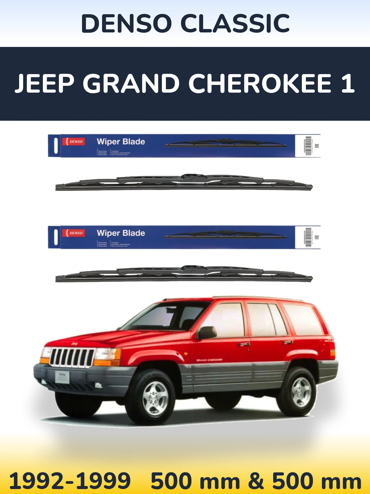 Sada předních stěračů Denso Classic 500 a 500 mm pro Jeep Grand Cherokee 1 1992-1999
