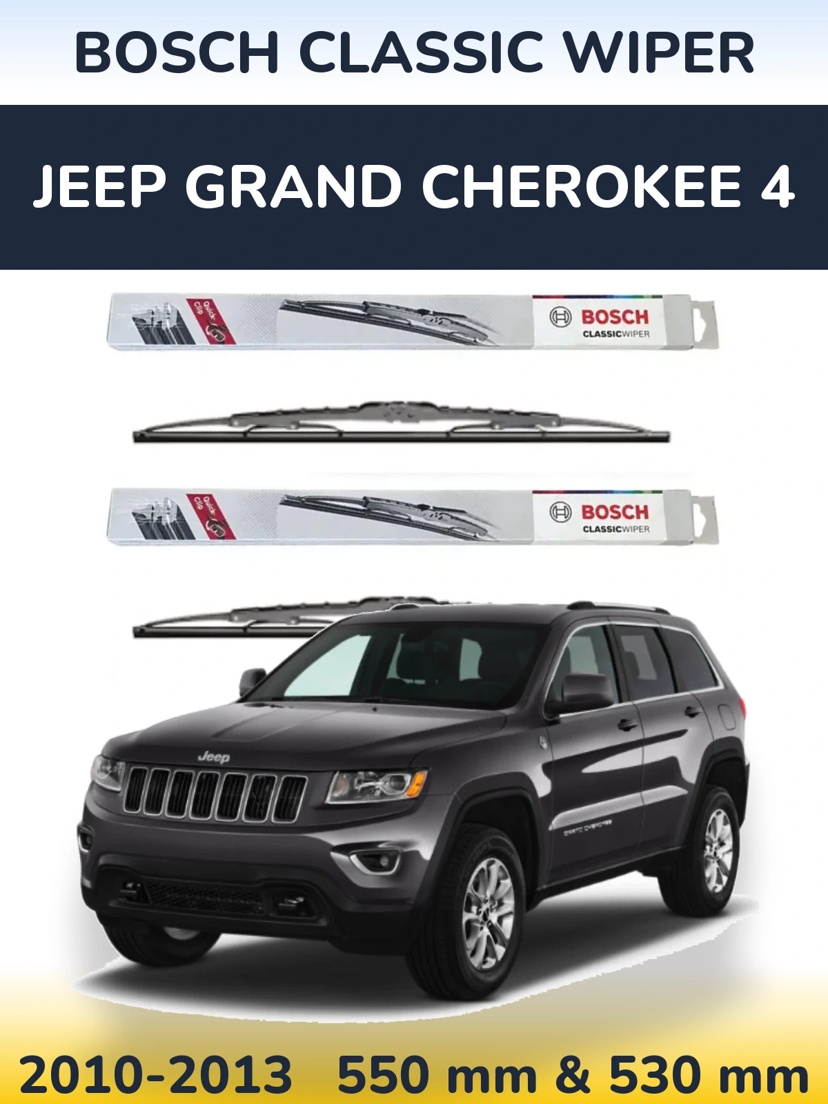 Sada předních stěračů BOSCH Classic Wiper 550 a 530 mm pro Jeep Grand Cherokee 4 2010-2013