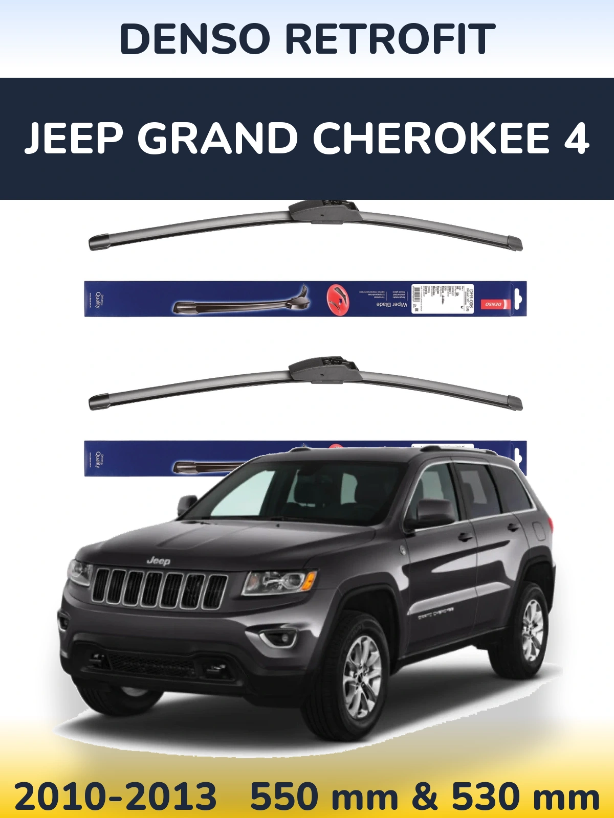 Sada předních stěračů Denso Retrofit 550 a 530 mm pro Jeep Grand Cherokee 4 2010-2013