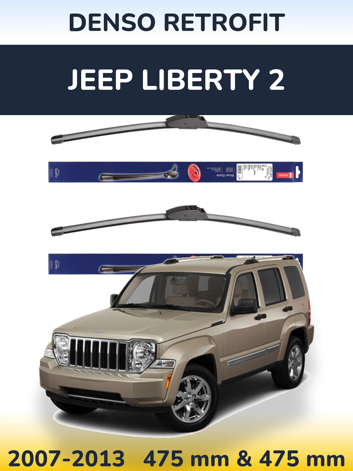 Sada předních stěračů Denso Retrofit 475 a 475 mm pro Jeep Liberty 2 2007-2013