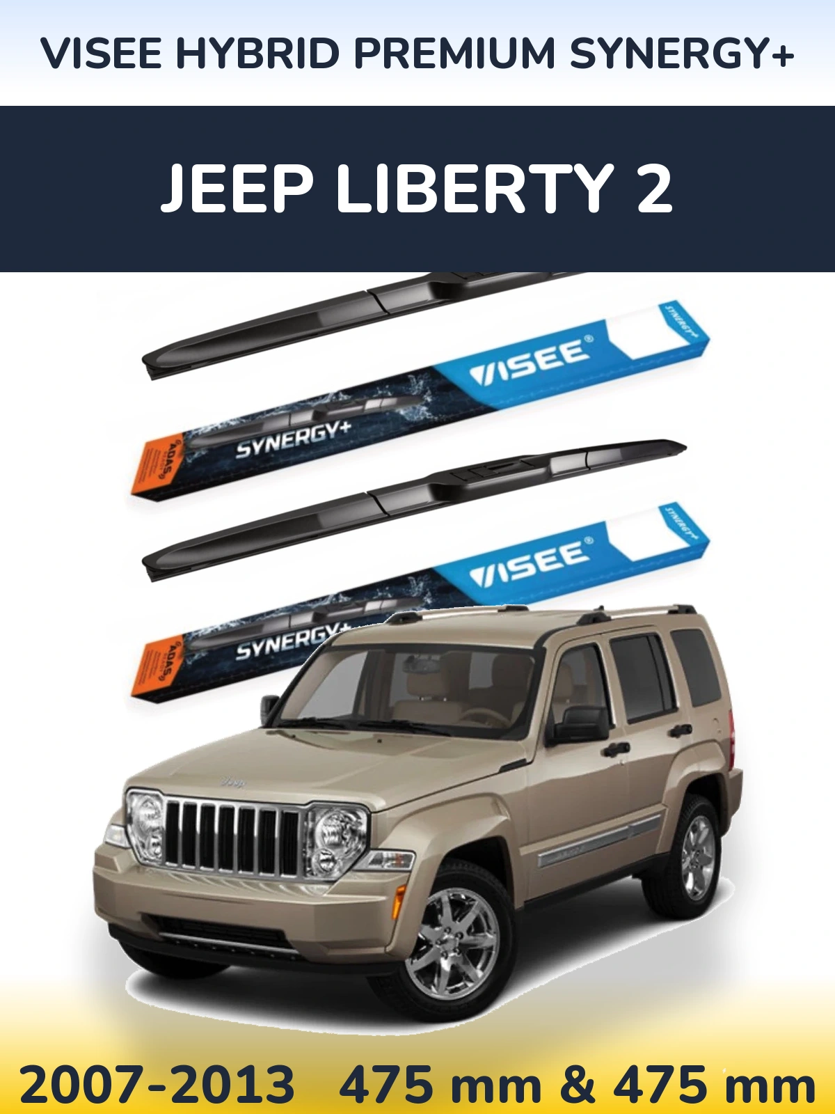 Sada předních stěračů VISEE HYBRID PREMIUM SYNERGY+ 475 a 475 mm pro Jeep Liberty 2 2007-2013