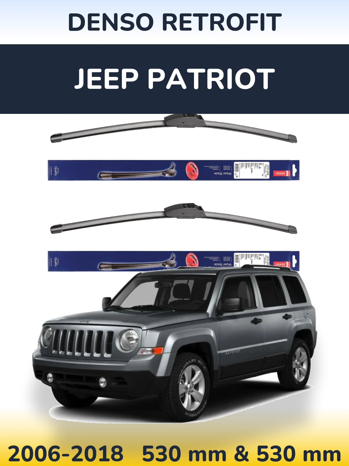 Sada předních stěračů Denso Retrofit 530 a 530 mm pro Jeep Patriot 2006-2018