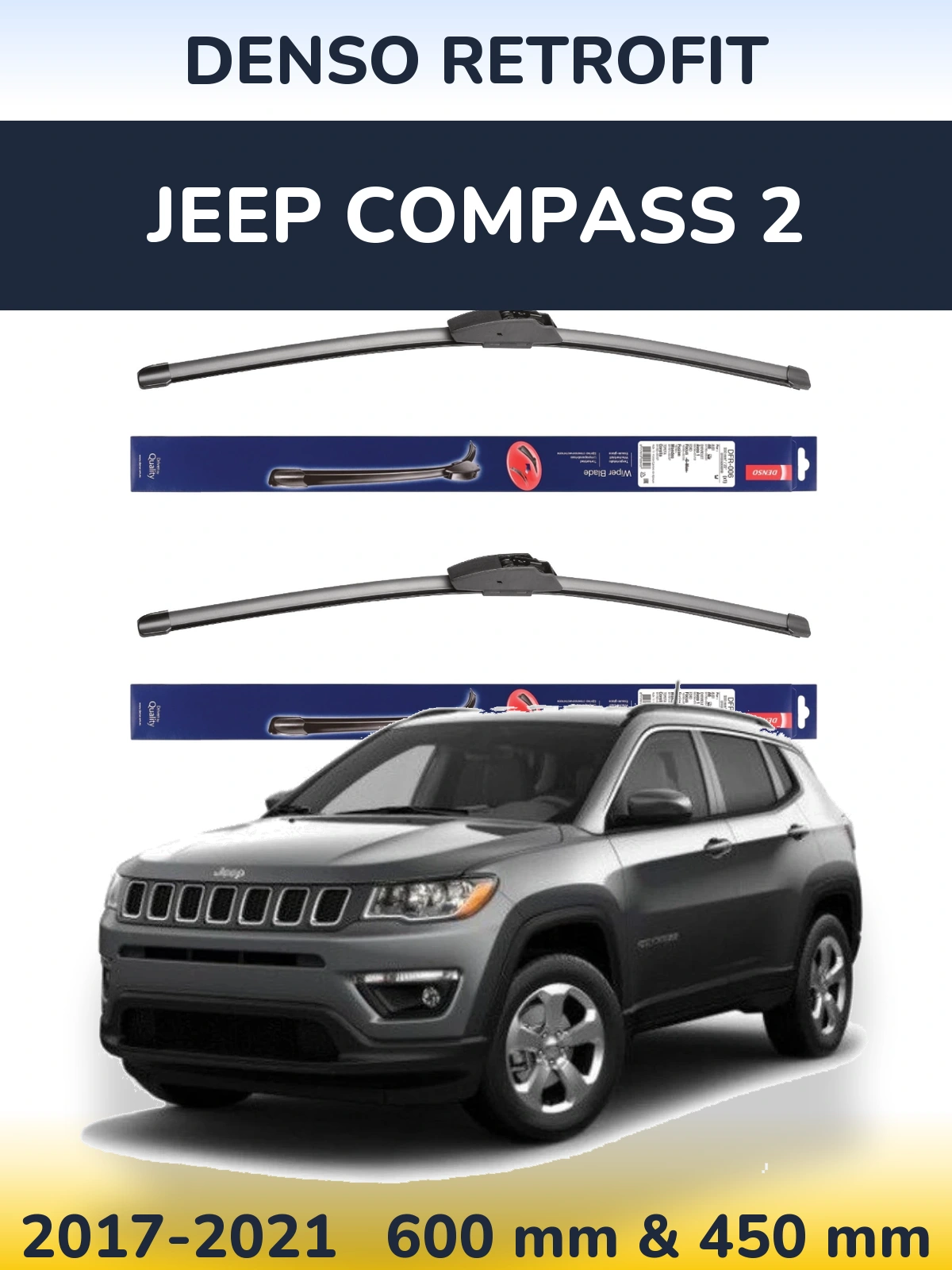 Sada předních stěračů Denso Retrofit 600 a 450 mm pro Jeep Compass 2 2017-2021