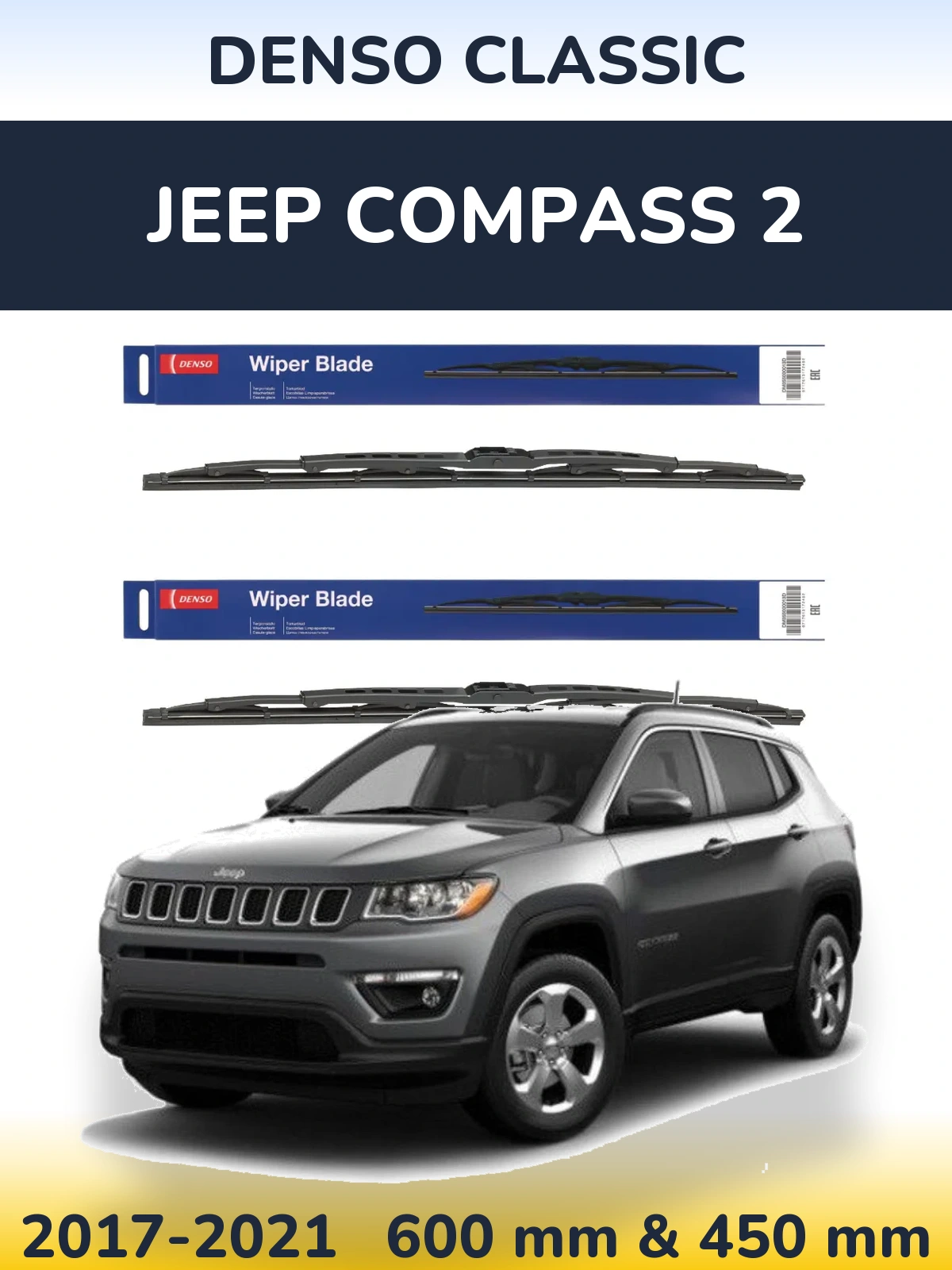 Sada předních stěračů Denso Classic 600 a 450 mm pro Jeep Compass 2 2017-2021