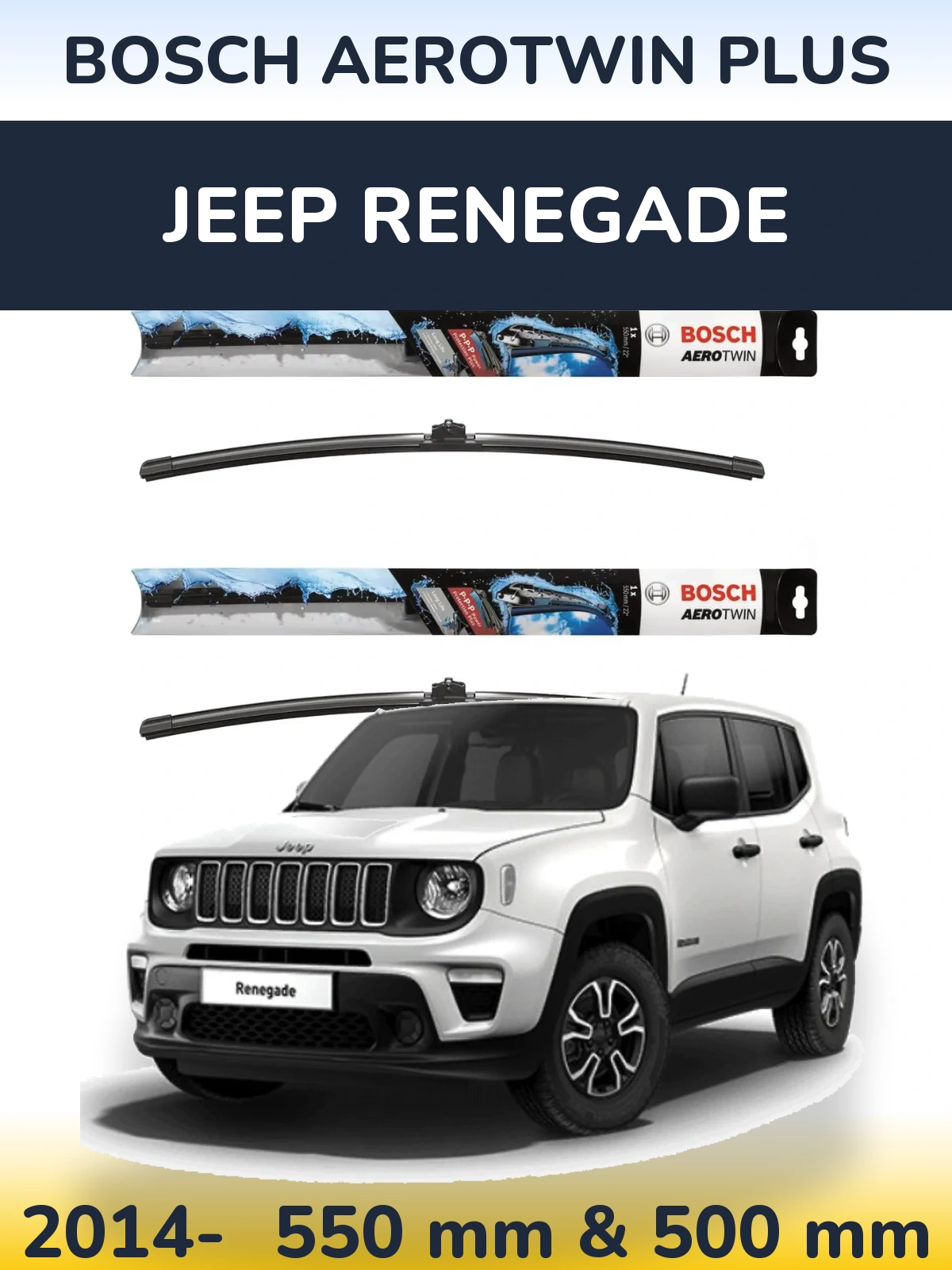 Sada předních stěračů BOSCH AeroTwin Plus 550 a 500 mm pro Jeep Renegade 2014-2026