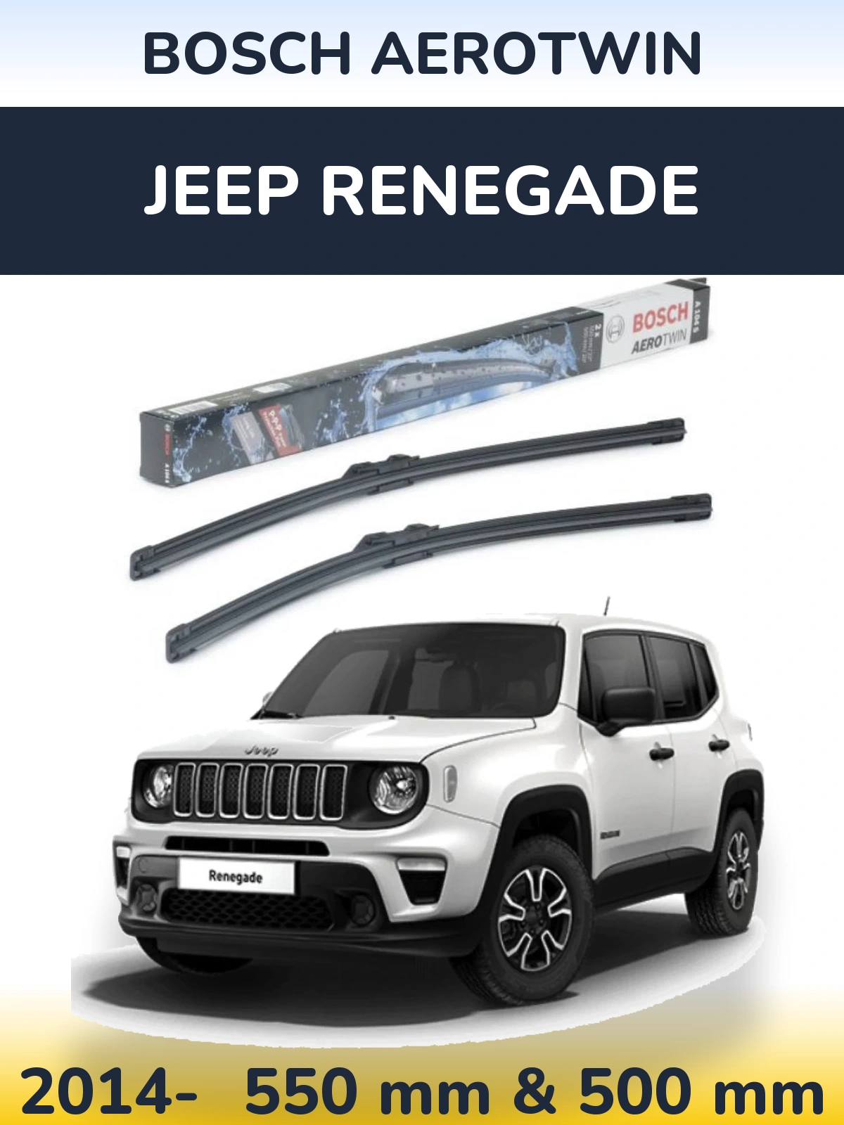 Sada předních stěračů BOSCH AeroTwin 550 a 500 mm pro Jeep Renegade 2014-2026