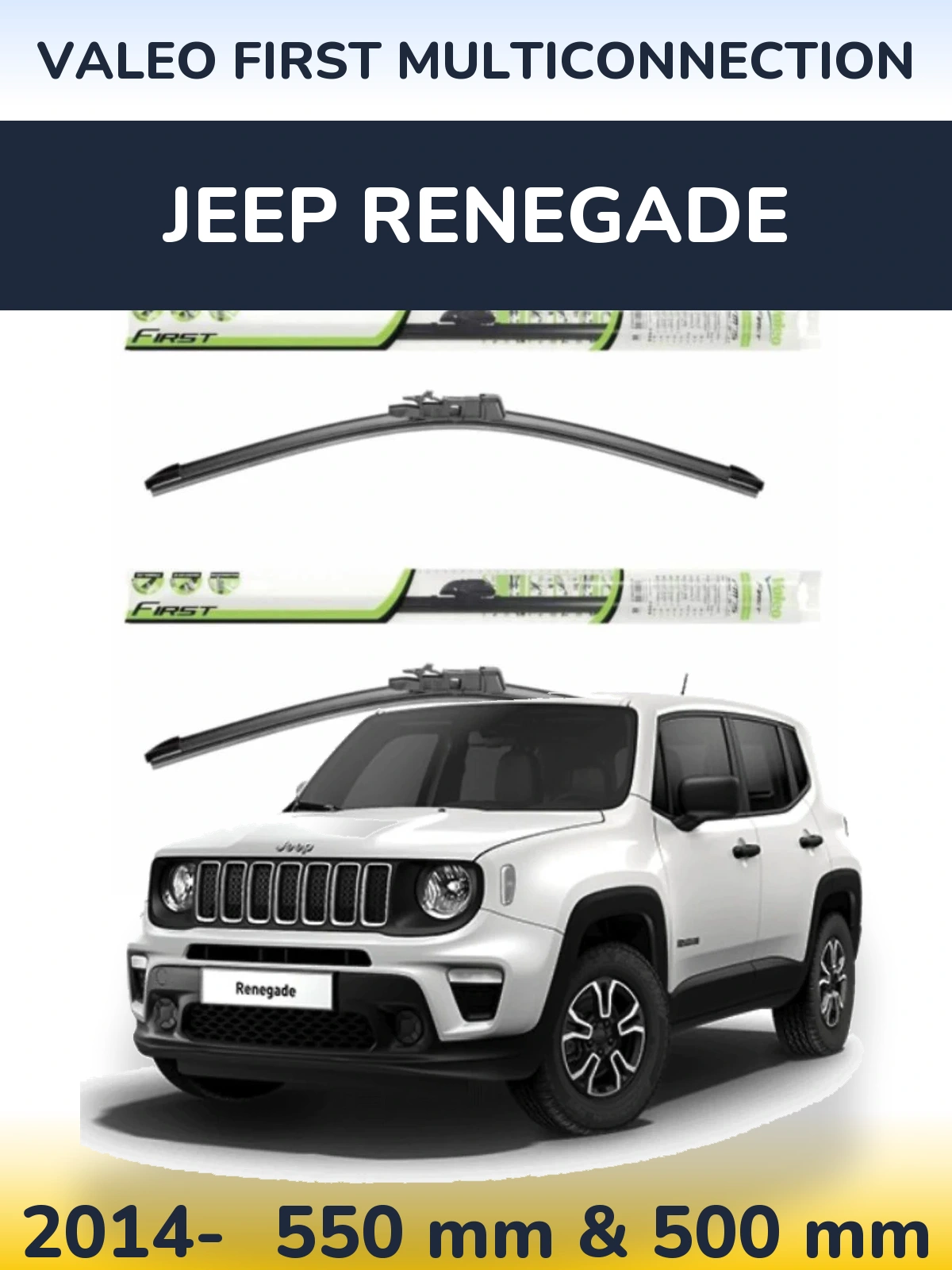 Sada předních stěračů Valeo First MultiConnection 550 a 500 mm pro Jeep Renegade 2014-2026