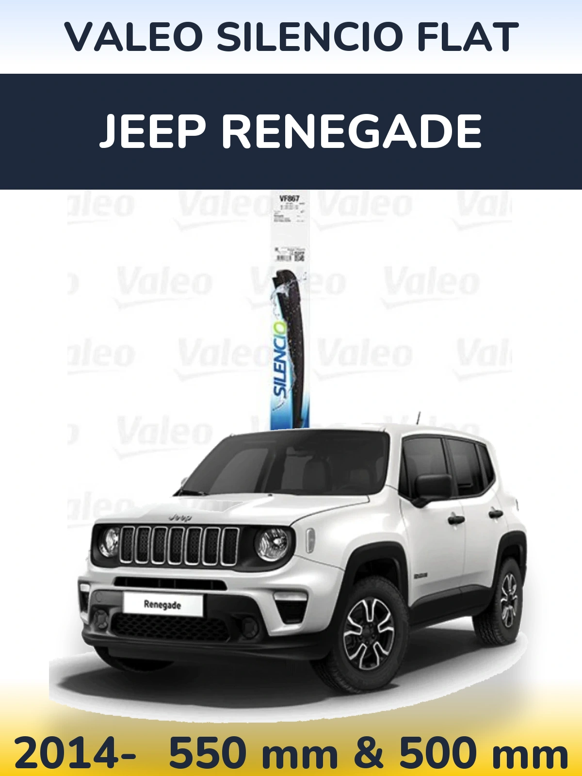 Sada předních stěračů Valeo Silencio Flat 550 a 475 mm pro Jeep Renegade 2014-2026