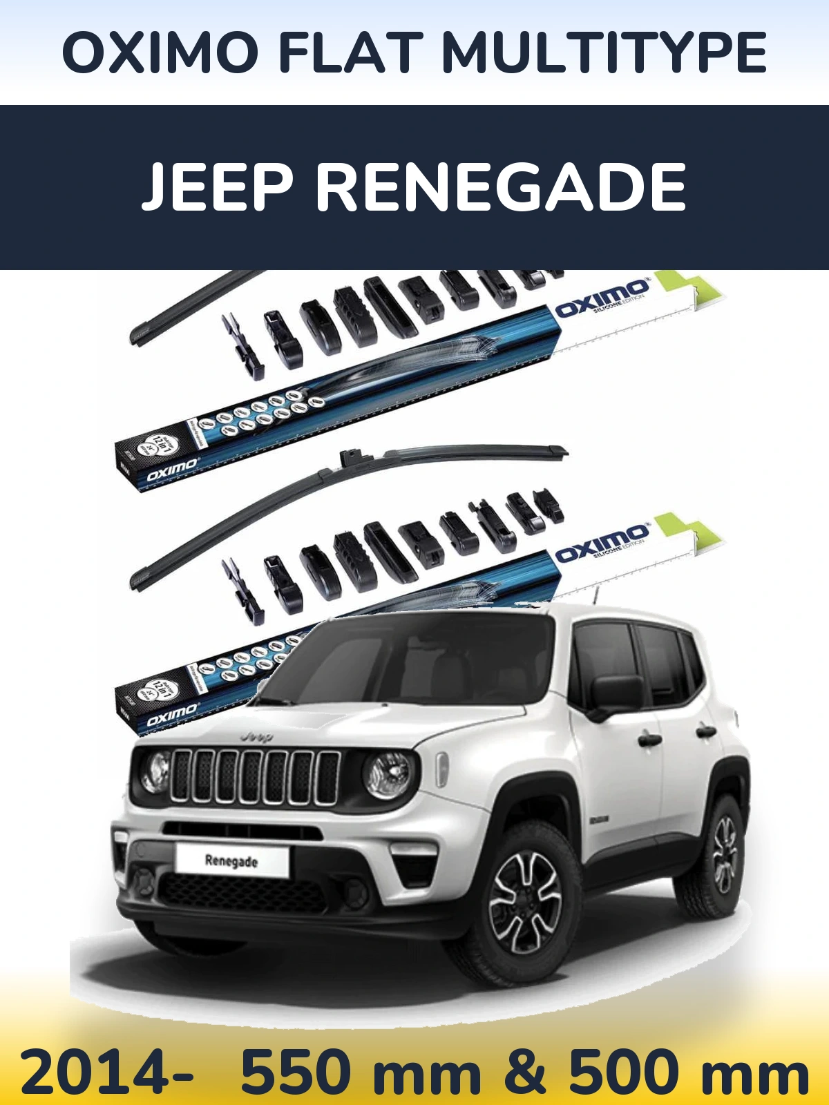 Sada předních stěračů Oximo Flat MultiType 550 a 500 mm pro Jeep Renegade 2014-2026