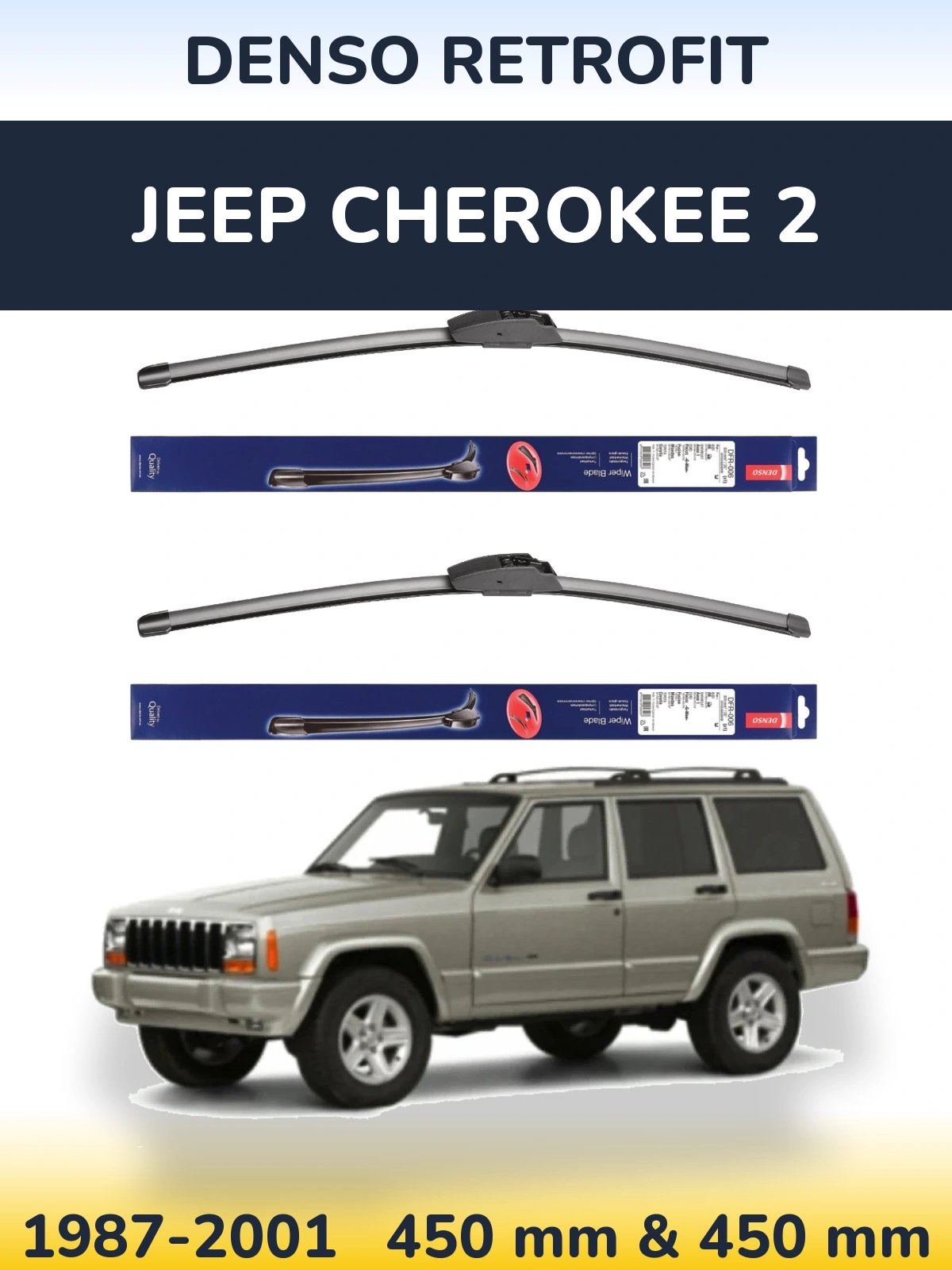 Sada předních stěračů Denso Retrofit 450 a 450 mm pro Jeep Cherokee 2 1987-2001
