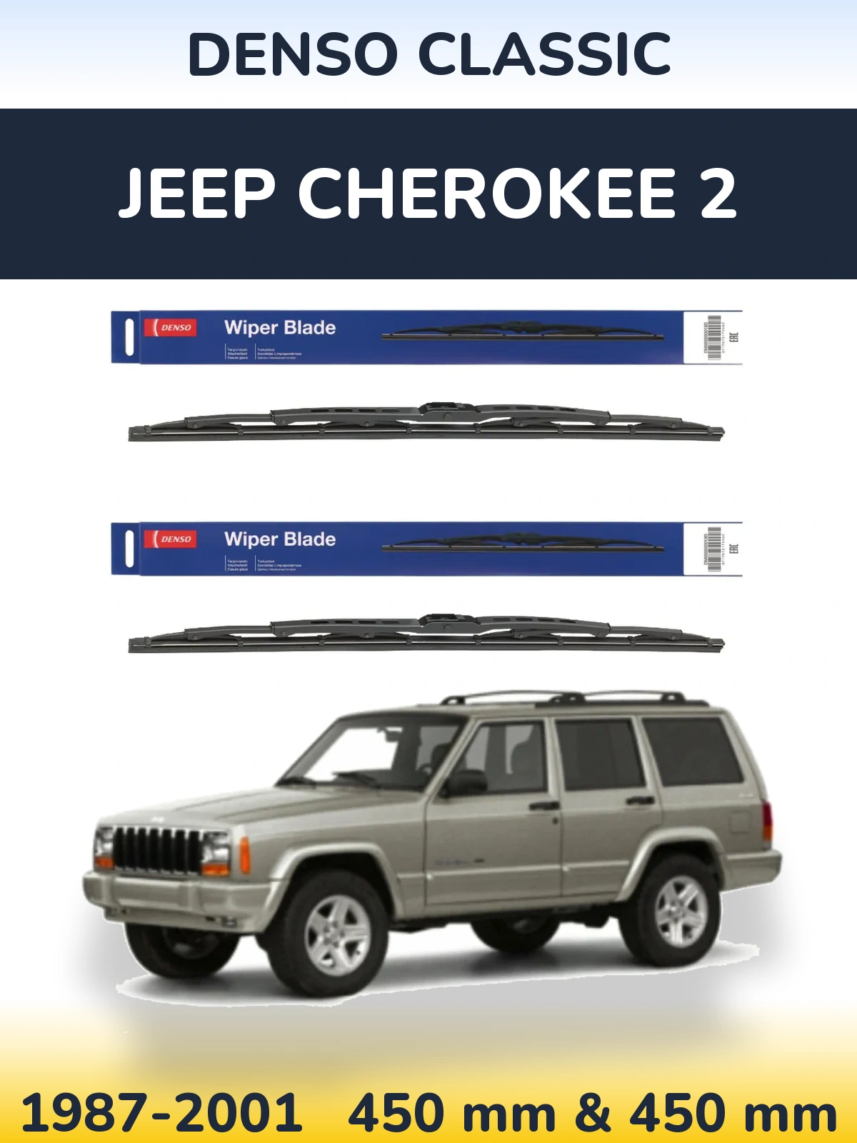 Sada předních stěračů Denso Classic 450 a 450 mm pro Jeep Cherokee 2 1987-2001